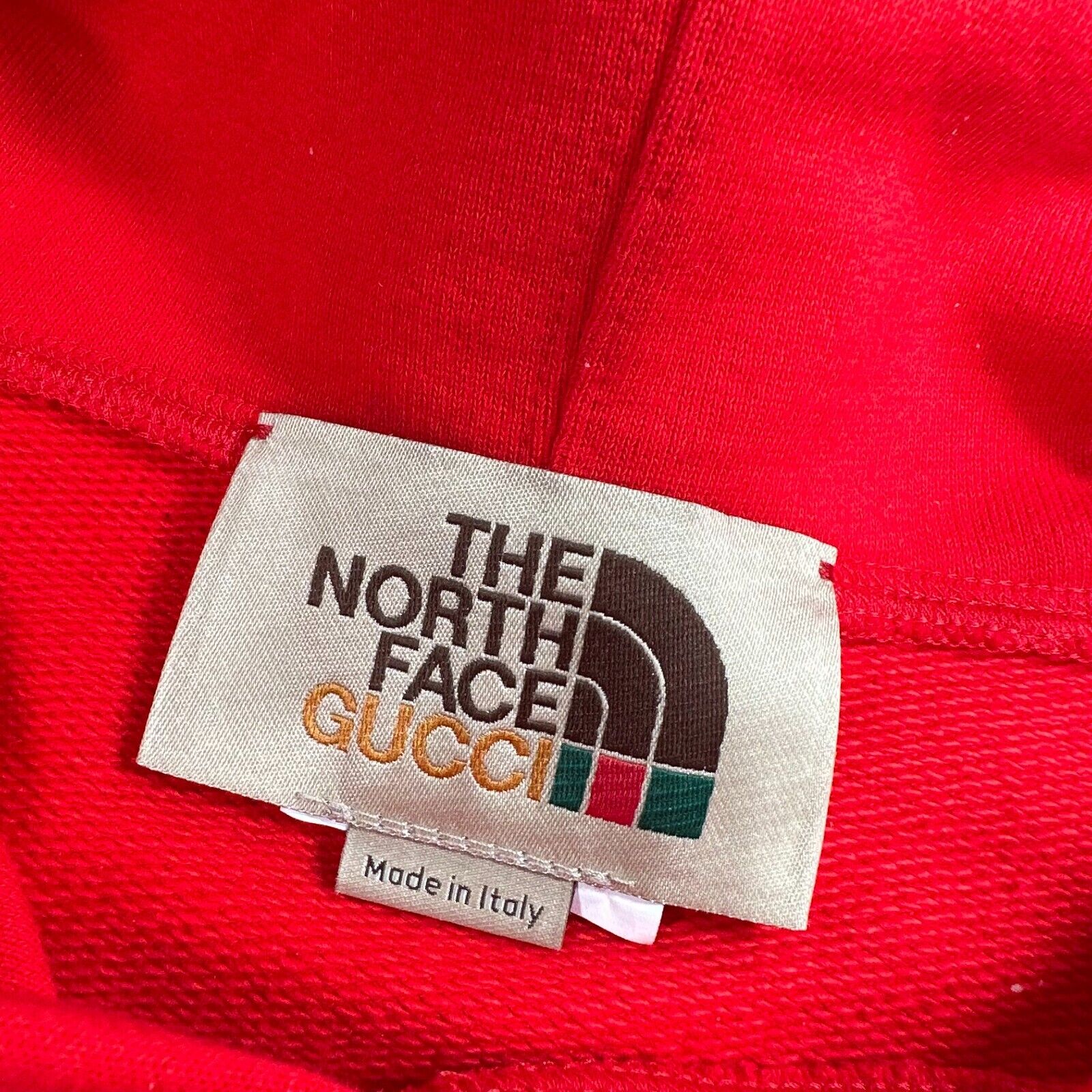 Gucci x The North Face Hoodie Sweatshirt Red Logo Print Cotton Sleeveless