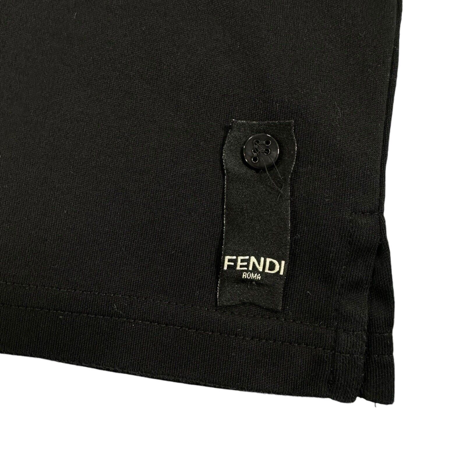 Fendi Size M T-Shirt Black Big Raised Block Chest Logo Heavyweight Cotton Tee