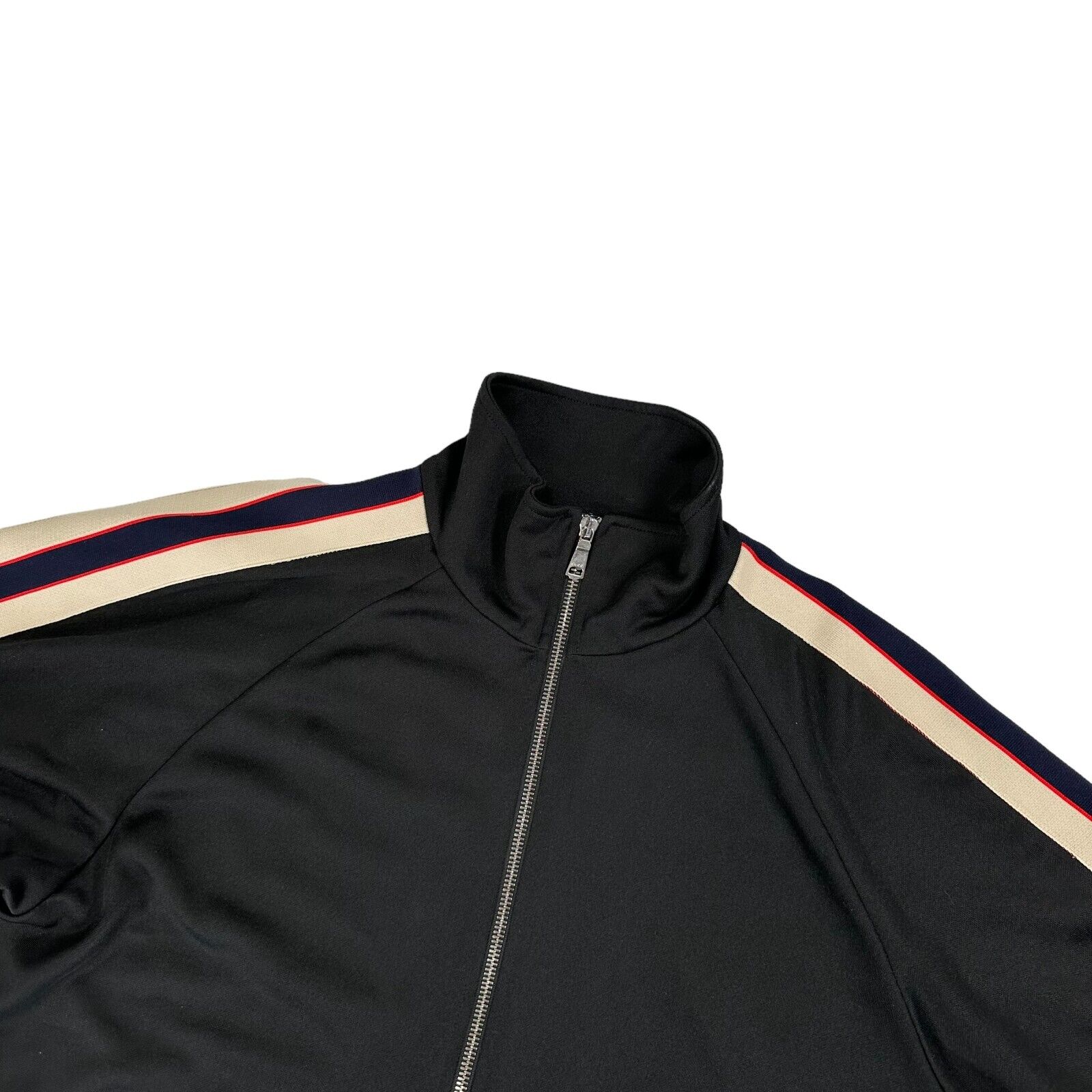 Gucci Size L Black Track Jacket Sleeve Logo Embroidered Zip Up Taped Windbreaker