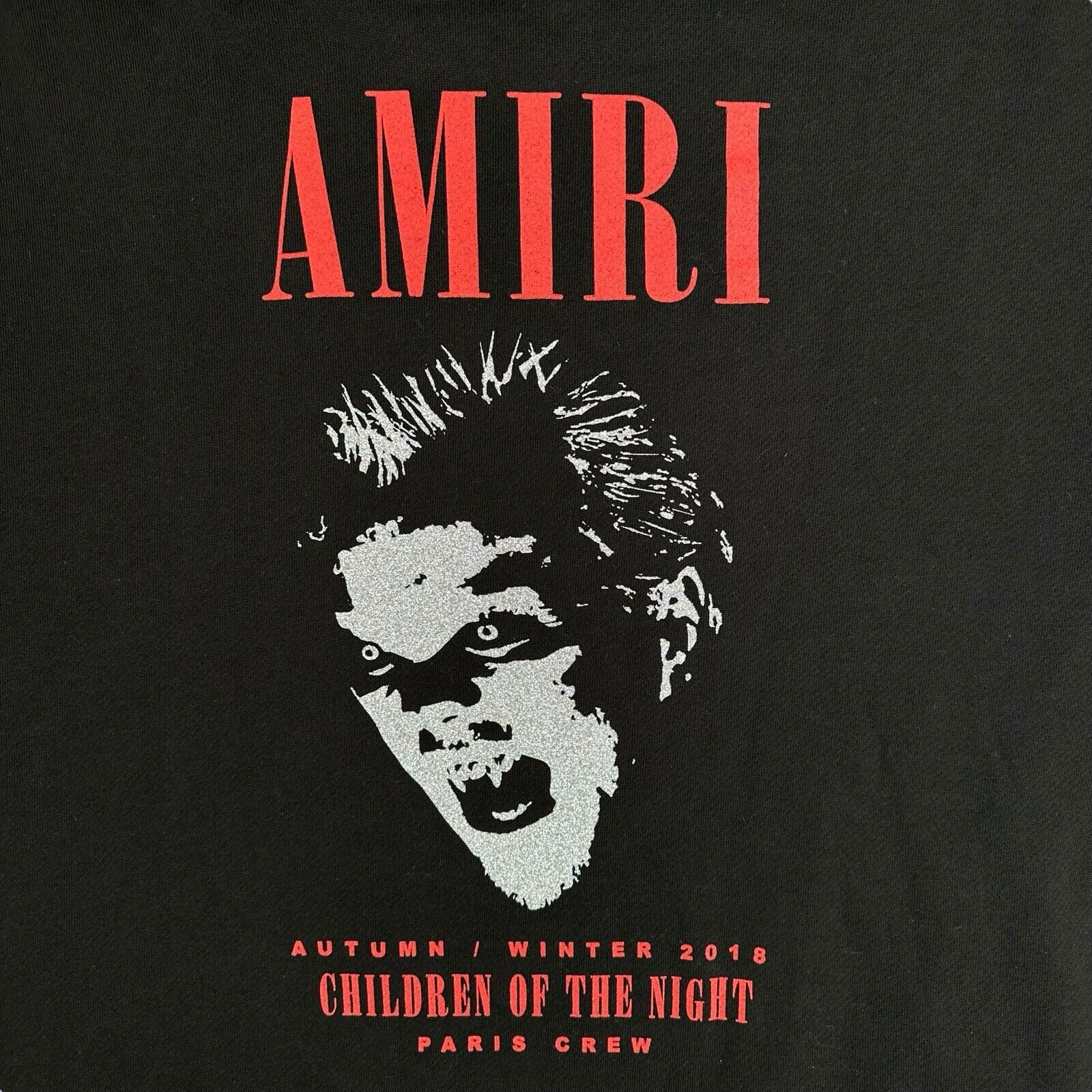 Amiri Size M Sweatshirt Black A/W18 Children of the Night Vampire Graphic Crew