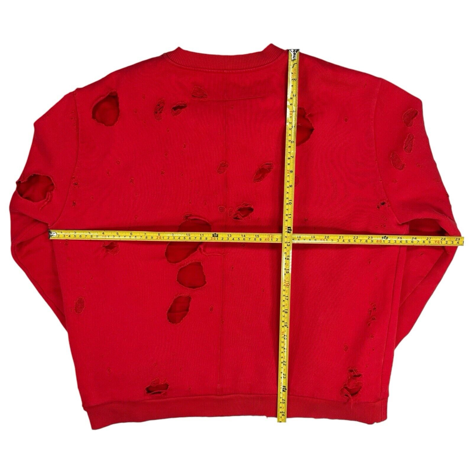 Givenchy Size XXL Oversized Red Sweatshirt Destroyed Distressed Relaxed Fit