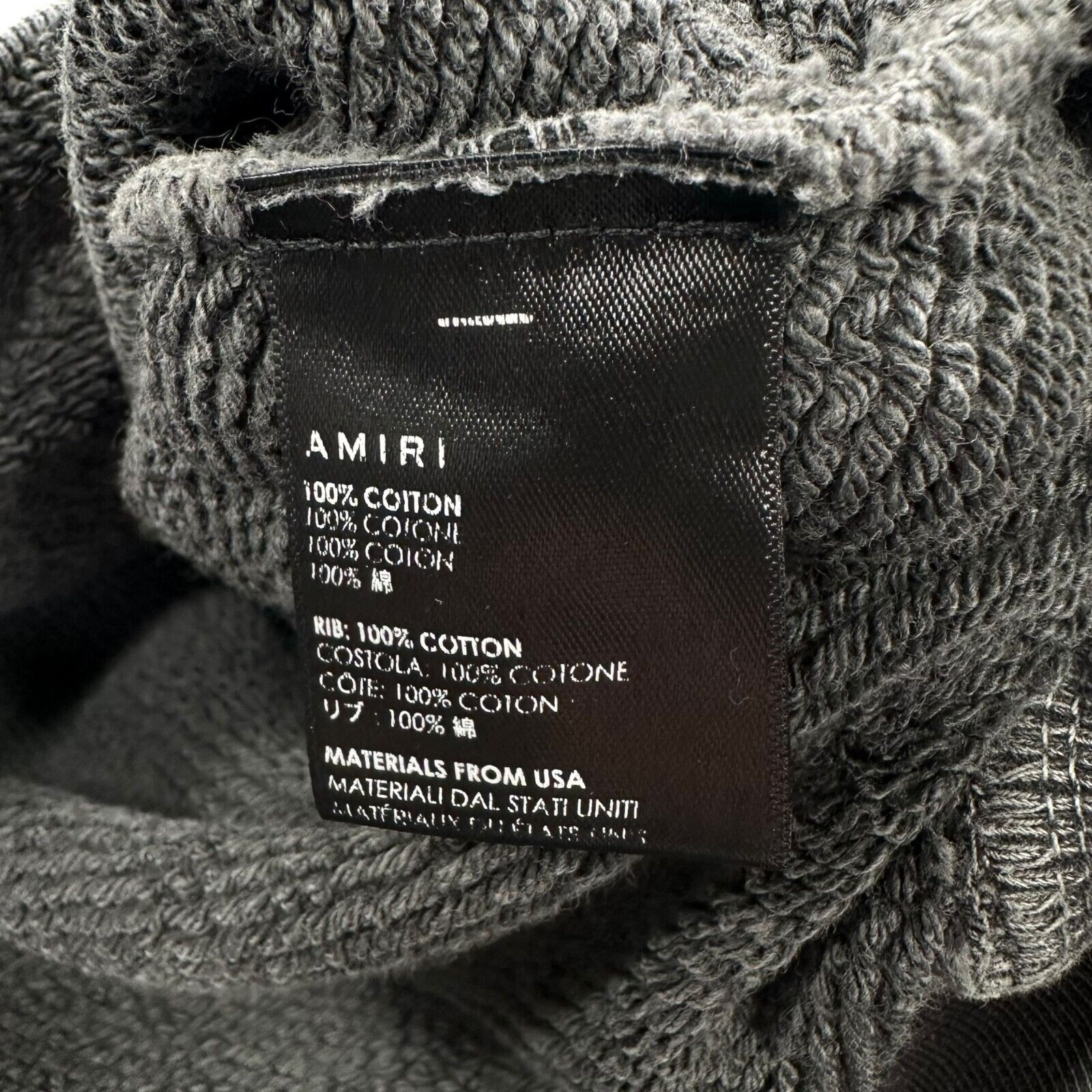 Amiri Size M Sweatshirt Dark Grey Washed Out Heavyweight Champs Elysees Logo