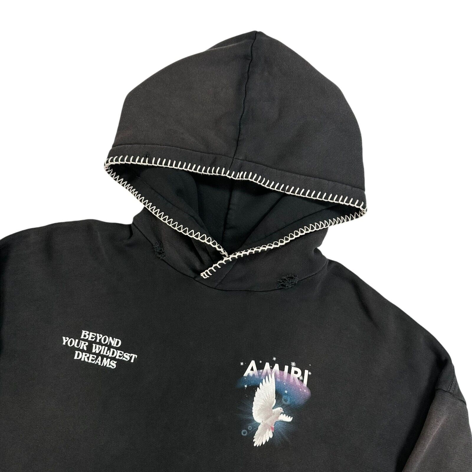 Amiri Size S Sweatshirt Black Dove Beyond Your Wildest Dreams Oversized Distress