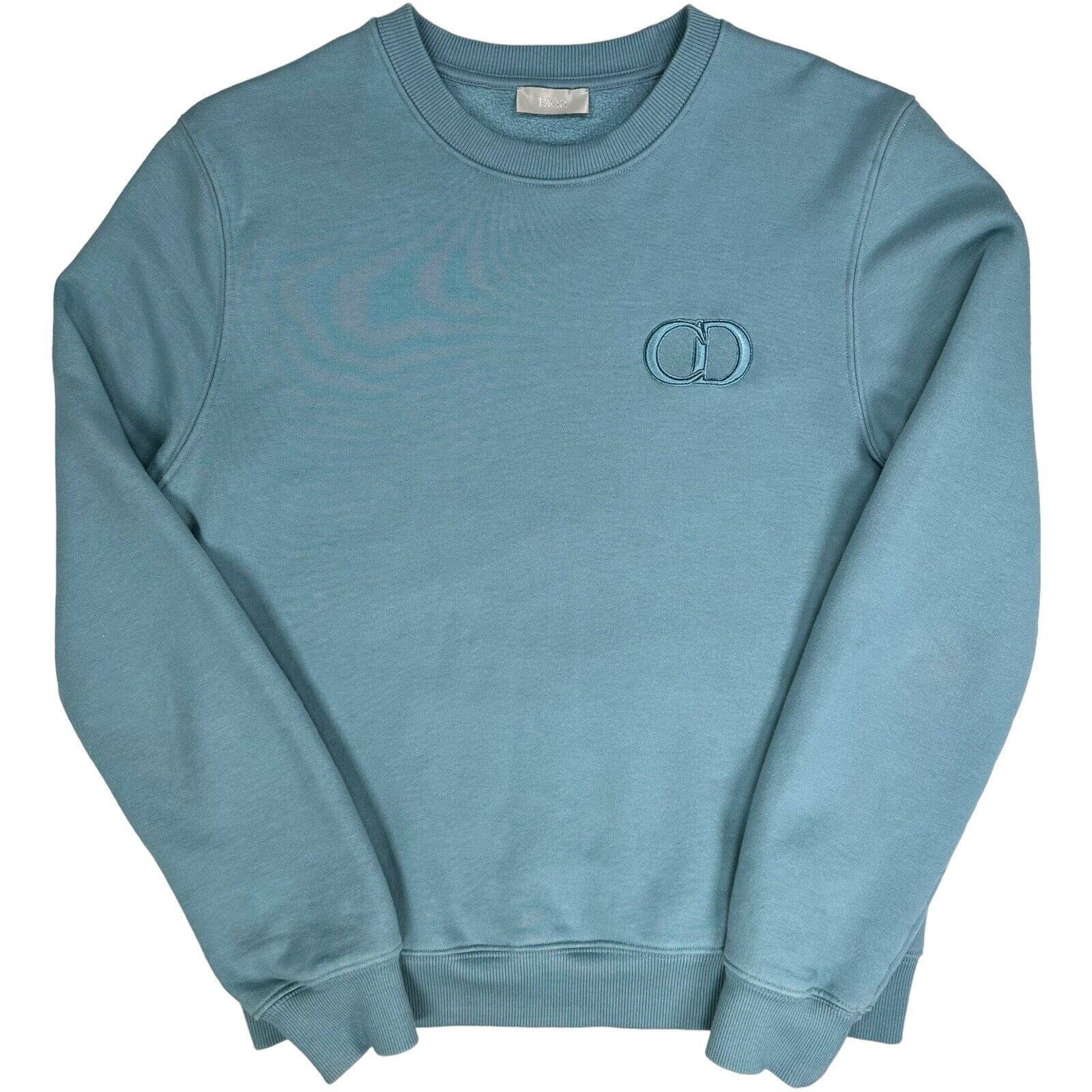 Dior Size S Sweatshirt Baby Blue CD Logo Embroidered Heavyweight Crewneck