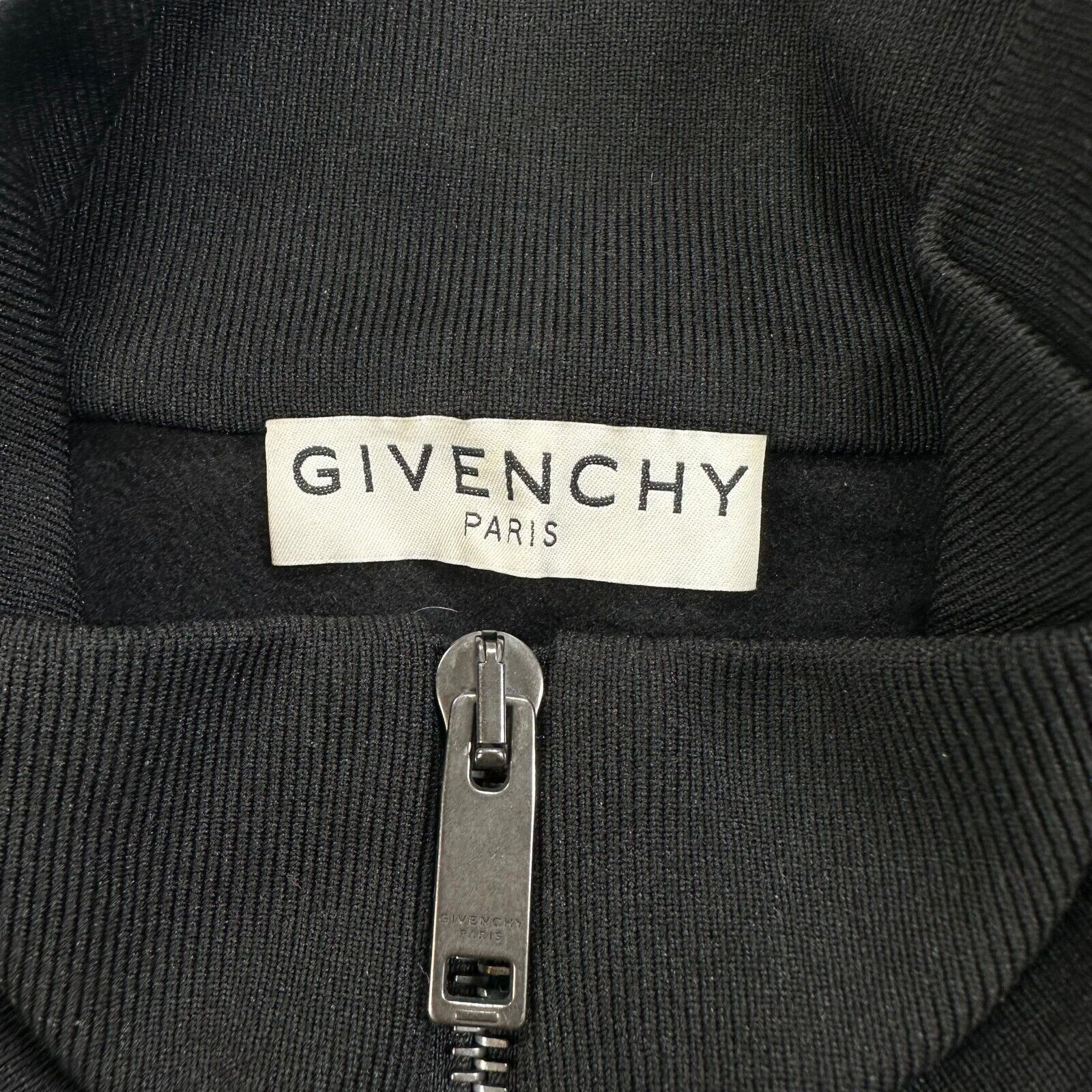 Givenchy Size XL Black Track Jacket Taped Subtle Sleeve Logo Zip Up Windbreaker