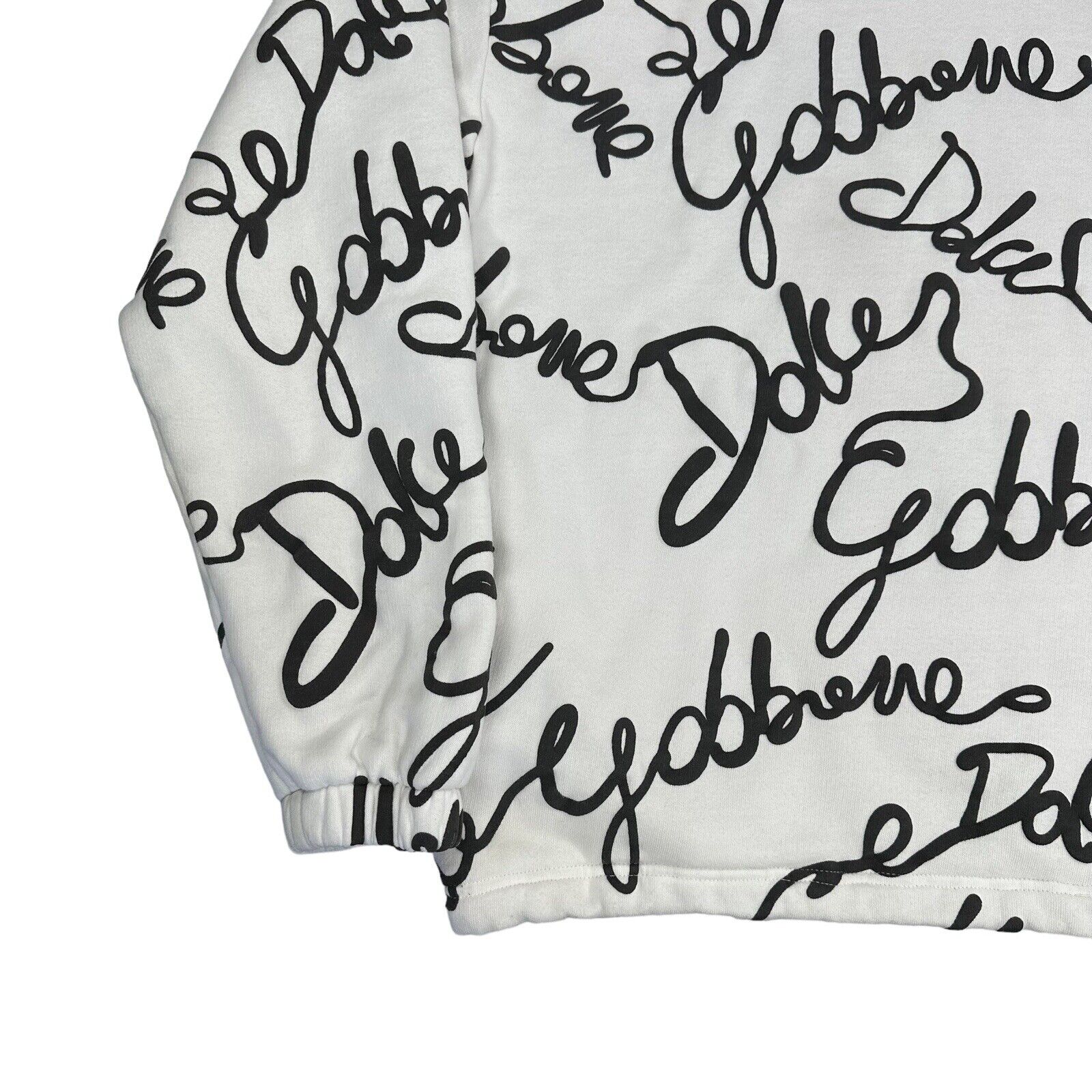 Dolce & Gabbana Size M Sweatshirt Oversized White Squiggle Logo Oversized Hoodie