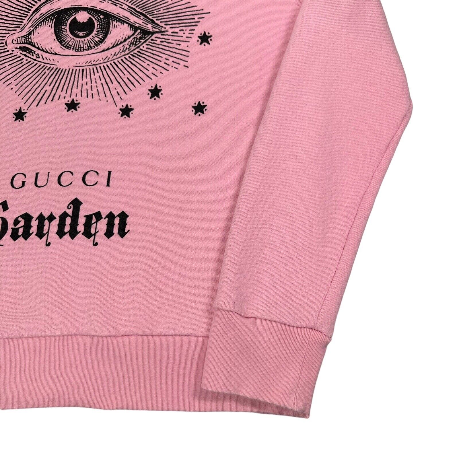 Gucci Size L Sweatshirt Pink Gucci Garden Eye Logo Stars Graphic Print Pullover