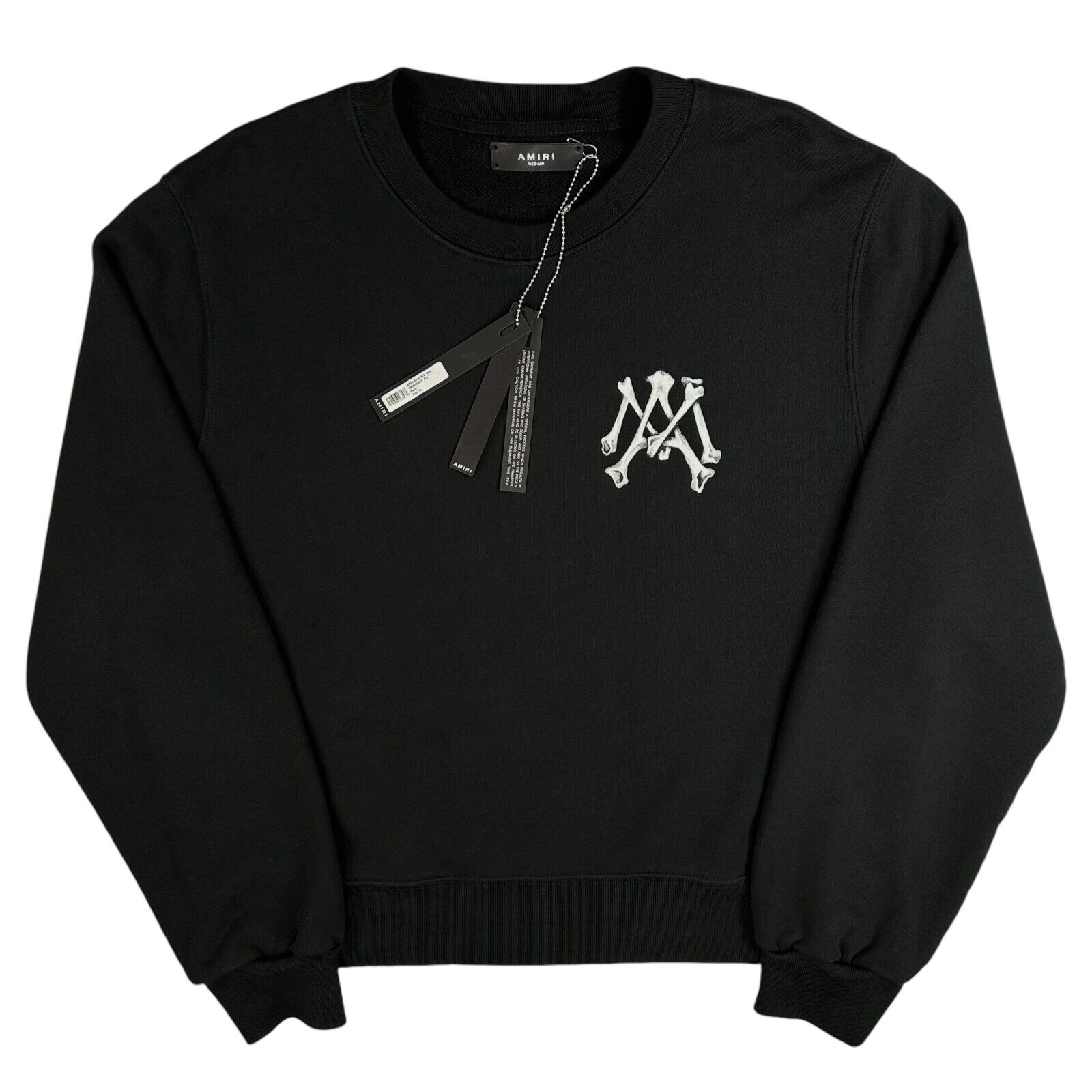 Amiri Size M Sweatshirt Black Heavyweight Bone Logo Back Graphic Crewneck BNWT