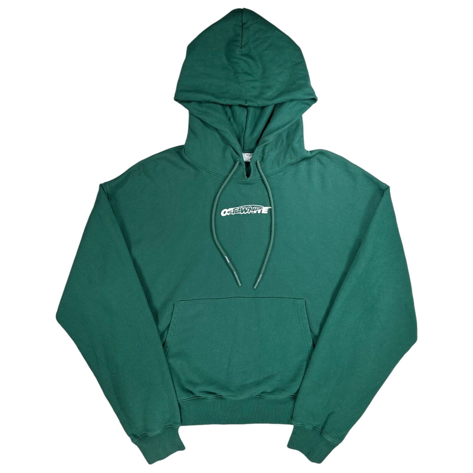 Off-White Size XL Green Sweatshirt Back Painters Hand Logo Pullover Hoodie