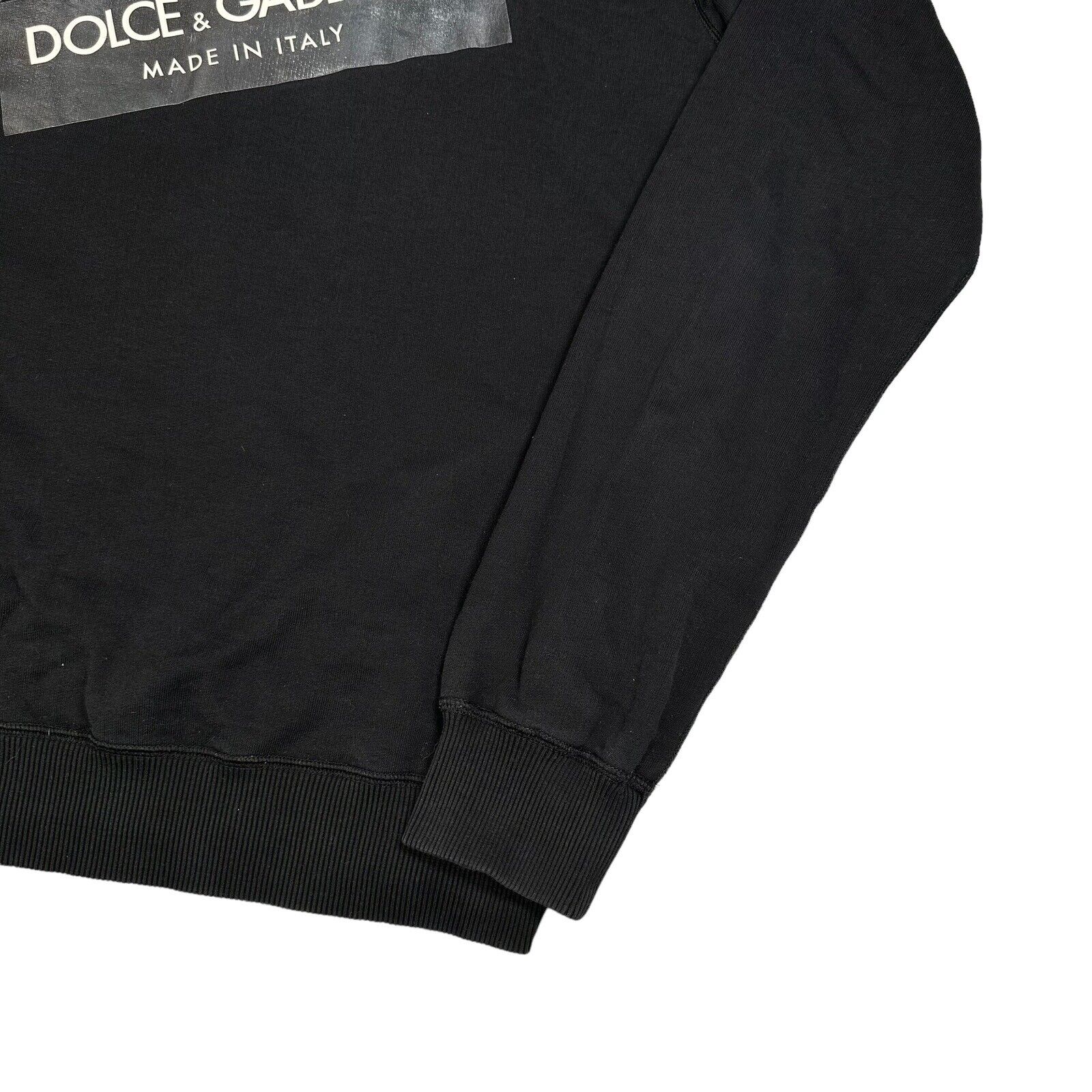 Dolce & Gabbana Size XL Sweatshirt Black Tape Logo Graphic Print Heavy Crewneck