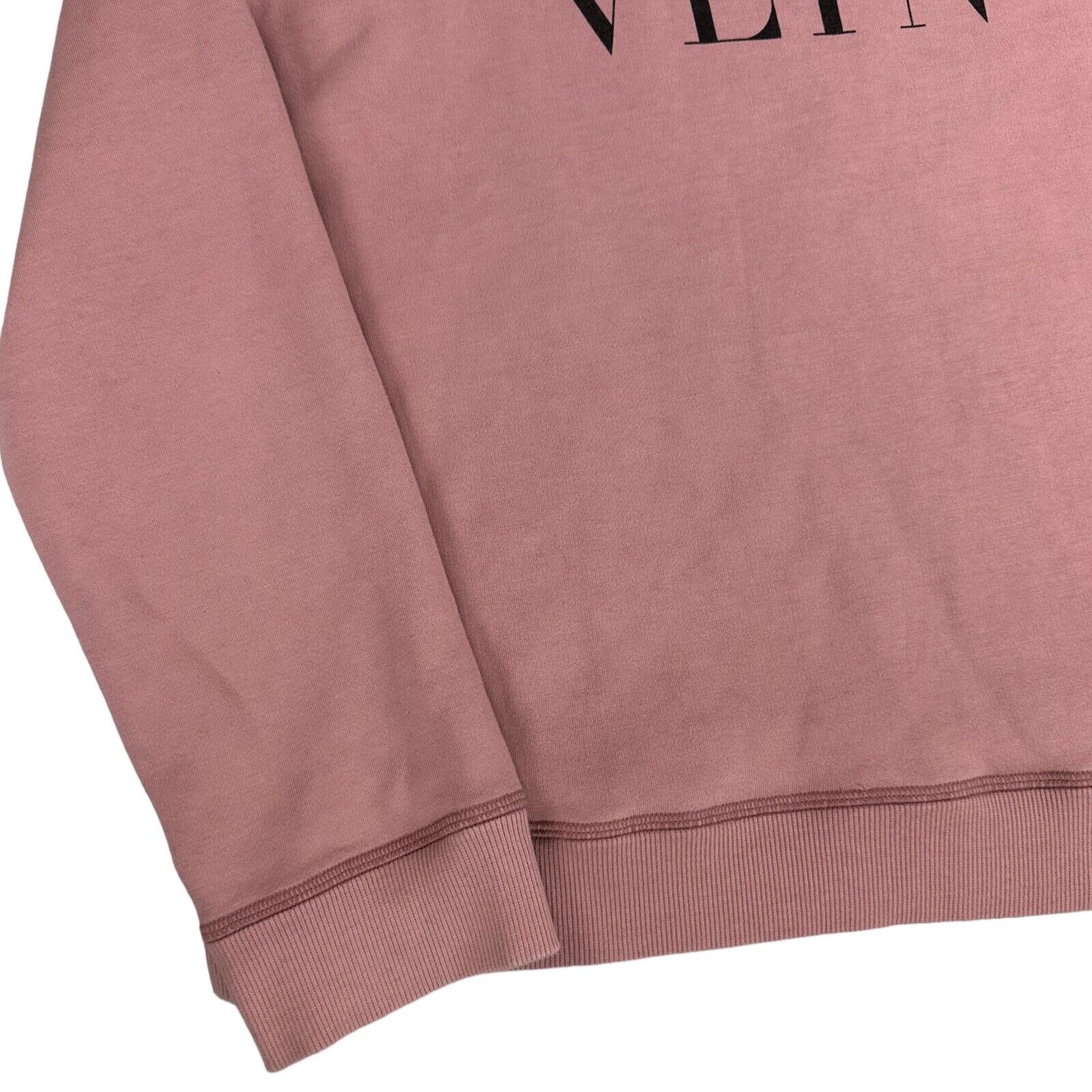 Valentino Size XL Sweatshirt Salmon Pink VLTN Logo Round Neck Graphic Print Pull