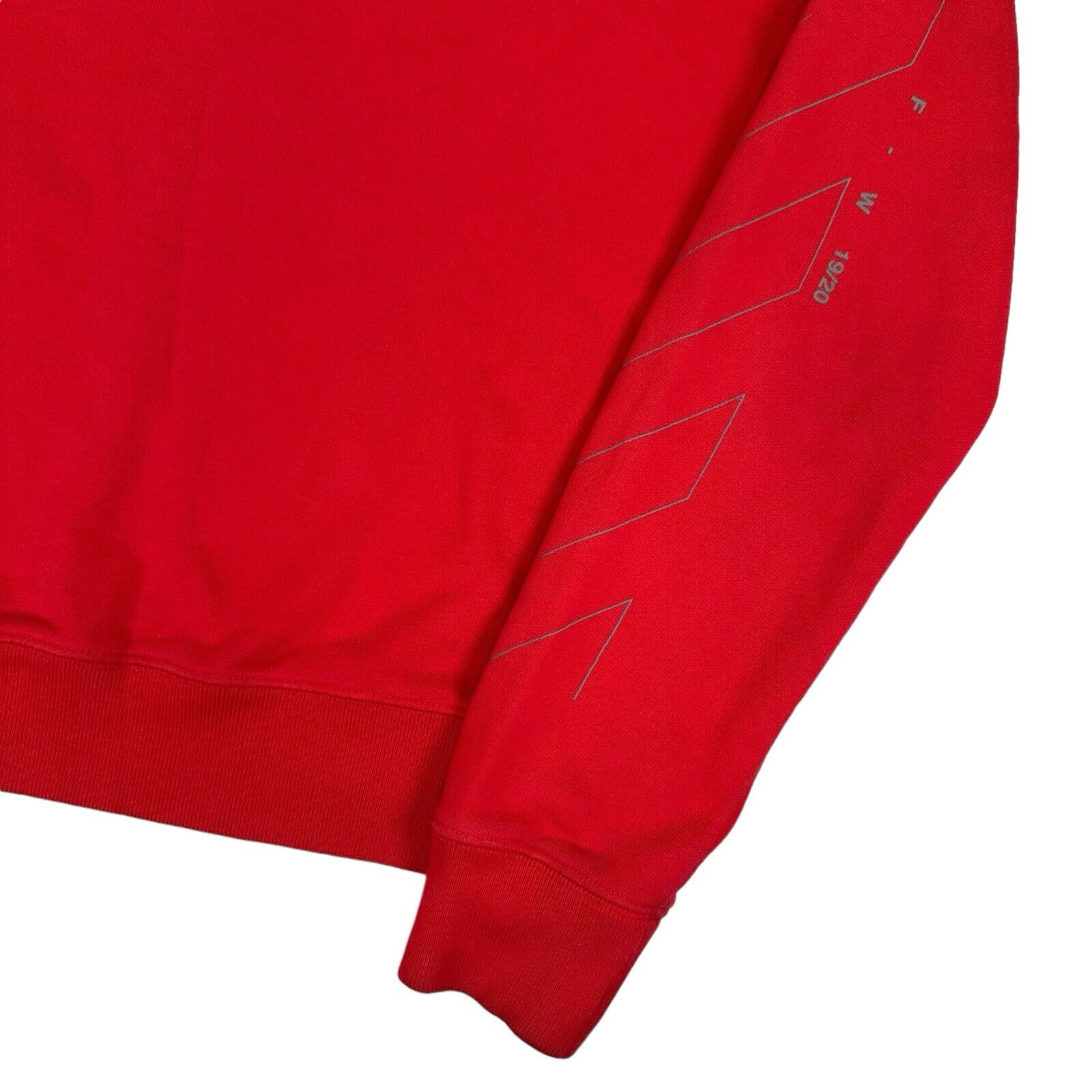 Off-White Size S Red Sweatshirt Stencil Sleeve Logo Arrows Logo Grey Pullover