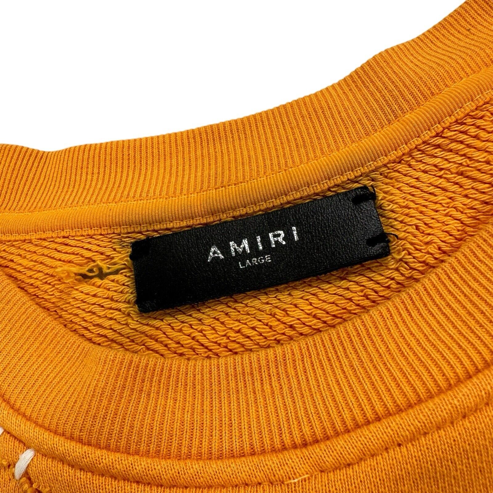 Amiri Size L Sweatshirt Yellow Oversized Distressed Golden Guardians Patchwork