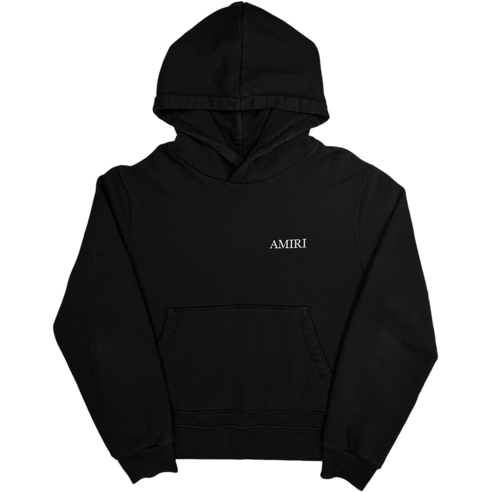 Amiri Size L Sweatshirt Black Oversized Deck Chair/Palm Tree Logo Pocket Hoodie