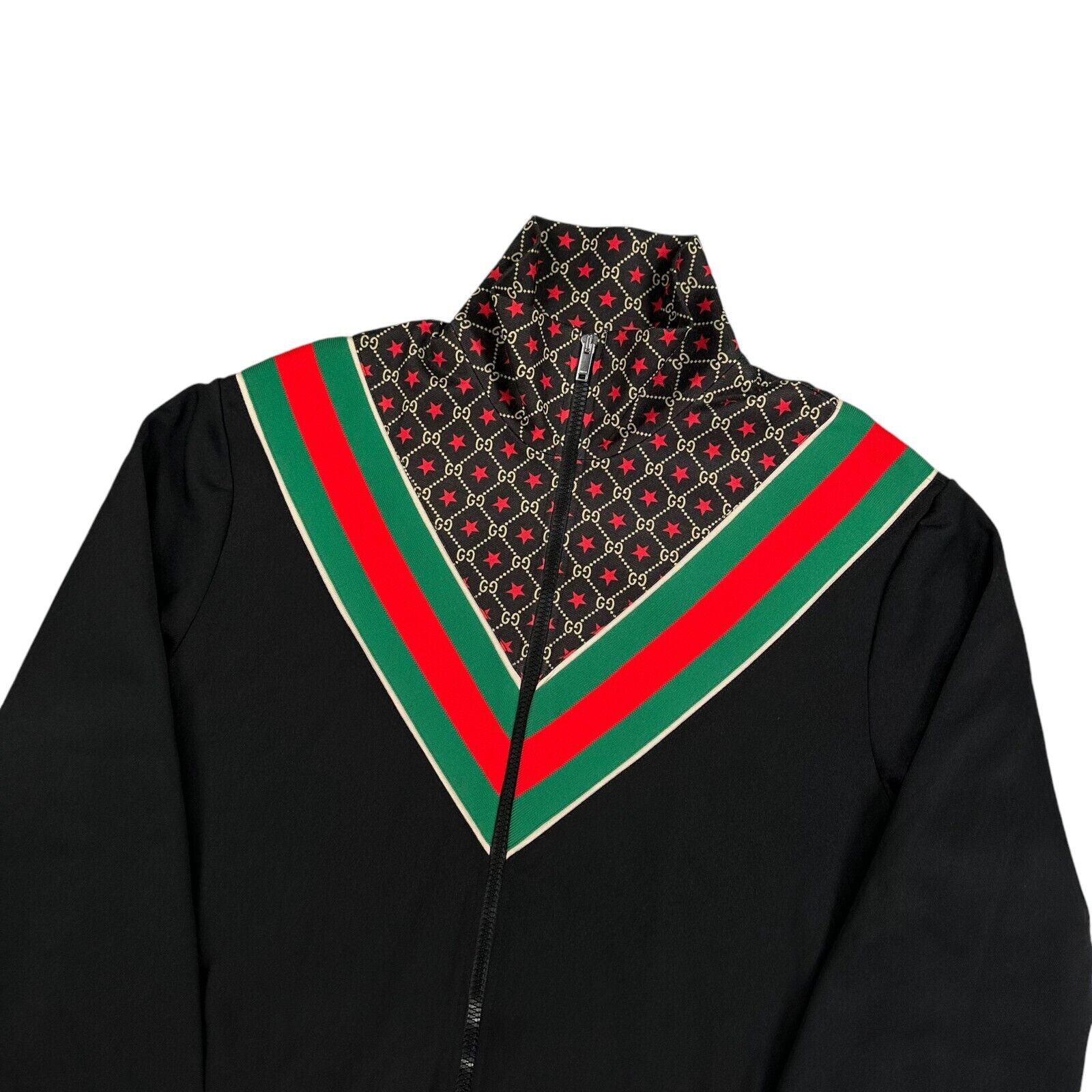 Gucci Size S Black Oversized Track Jacket Zip Up Fully Taped GG All Over Logo