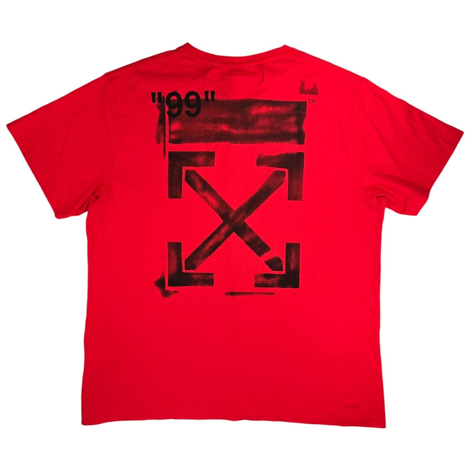 Off-White Size S Oversized T-Shirt Red Impressionism Logo Giant Arrows Logo Tee