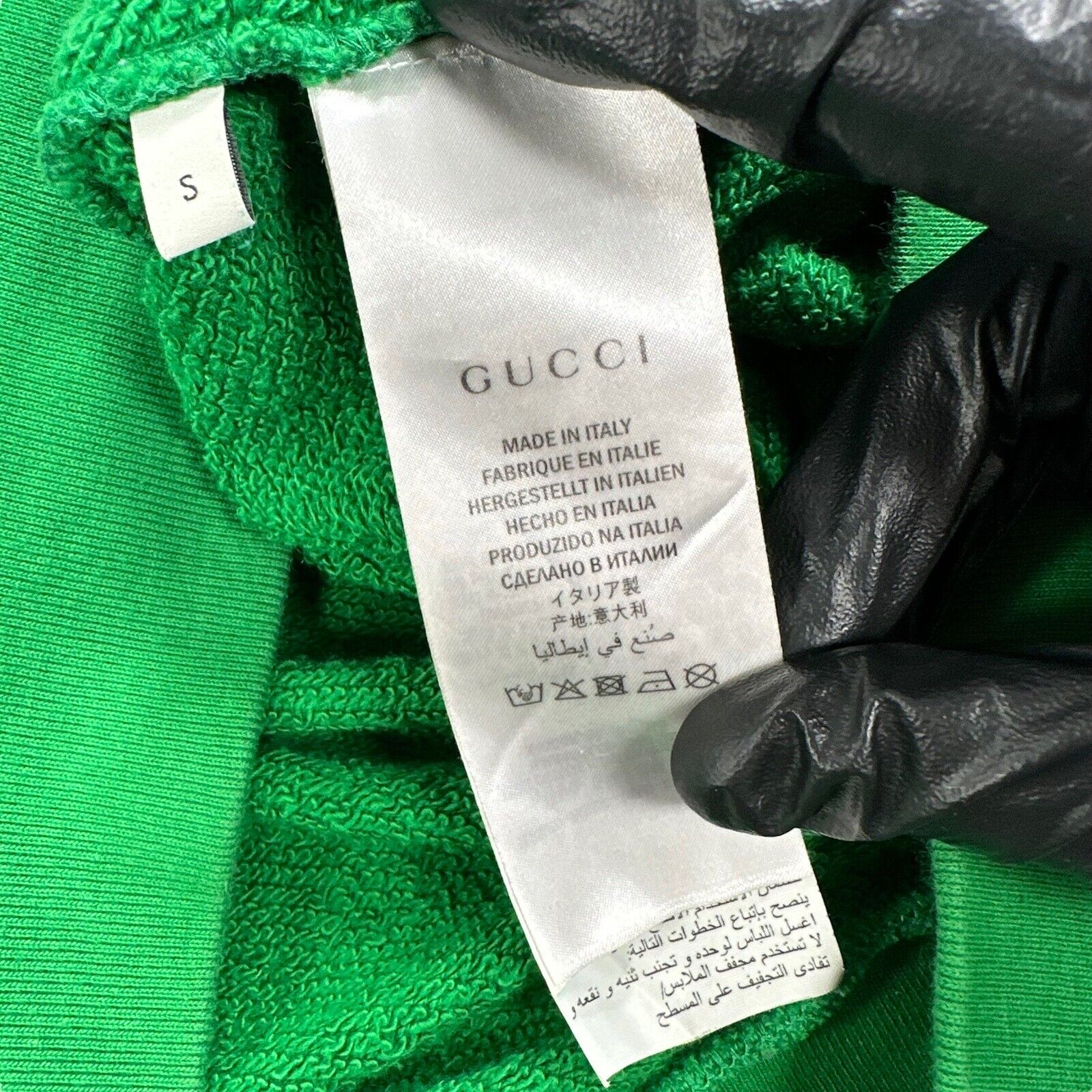 Gucci Size S Sweatshirt Green Blue Vintage Logo Oversized Round Neck Heavy