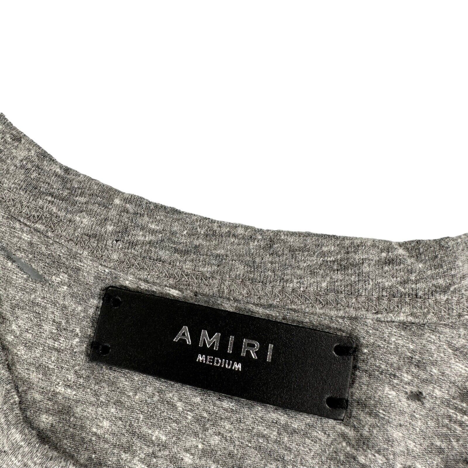 Amiri Size M T-Shirt Distressed Grey Golden Guardians Varsity Logo Cotton Tee