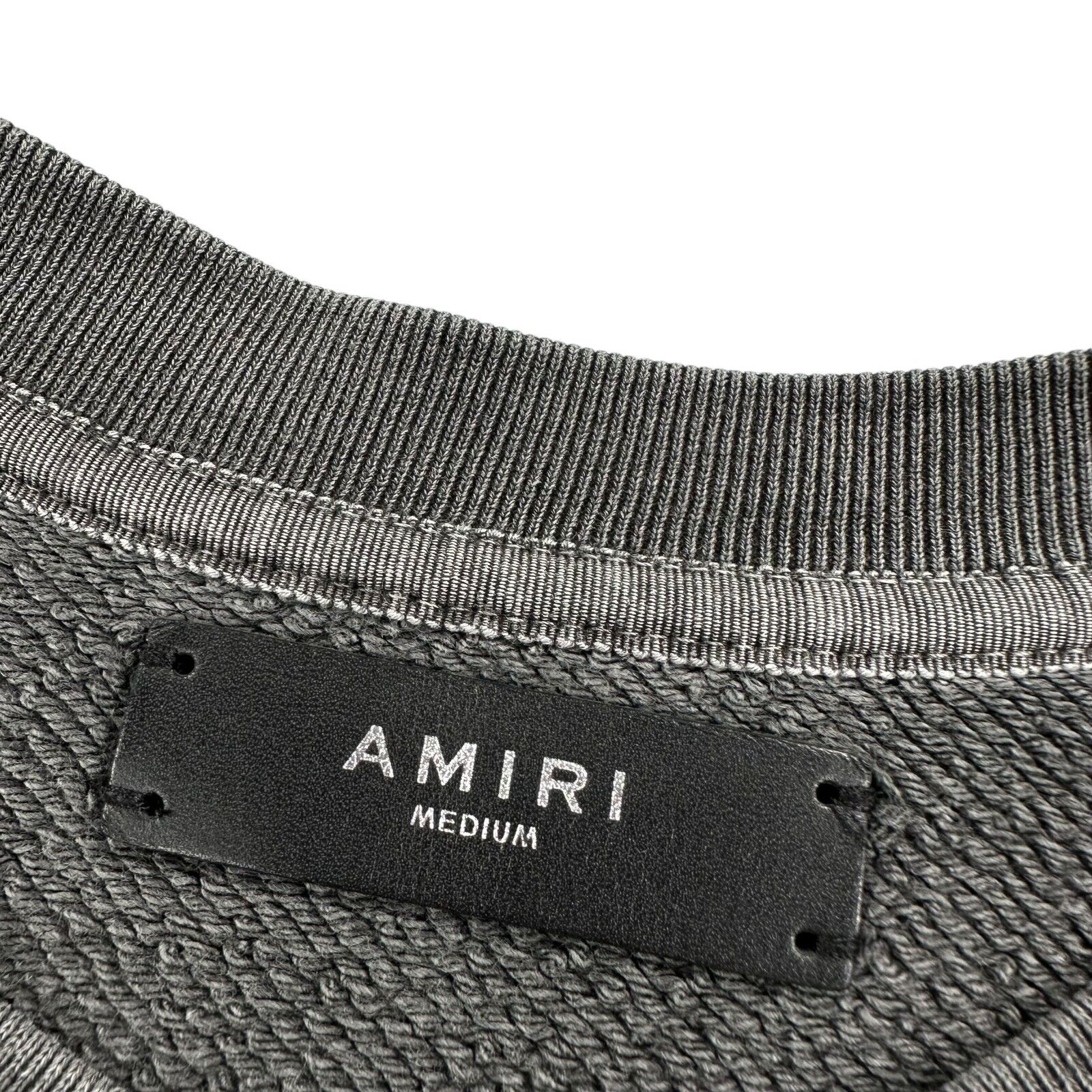 Amiri Size M Sweatshirt Dark Grey Washed Out Heavyweight Champs Elysees Logo