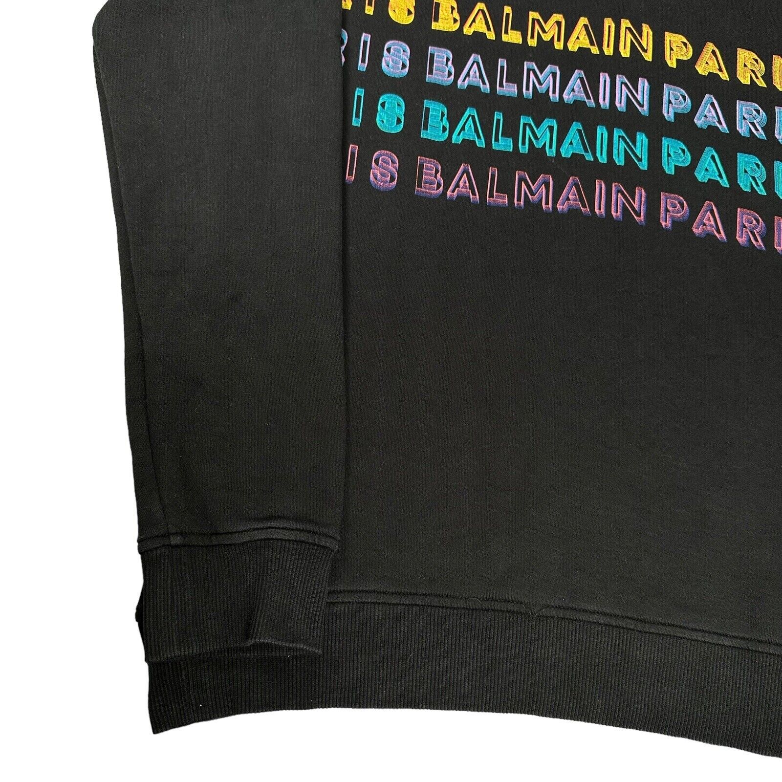 Balmain Sweatshirt Black Multicoloured Repeat Logo Size XL Crewneck