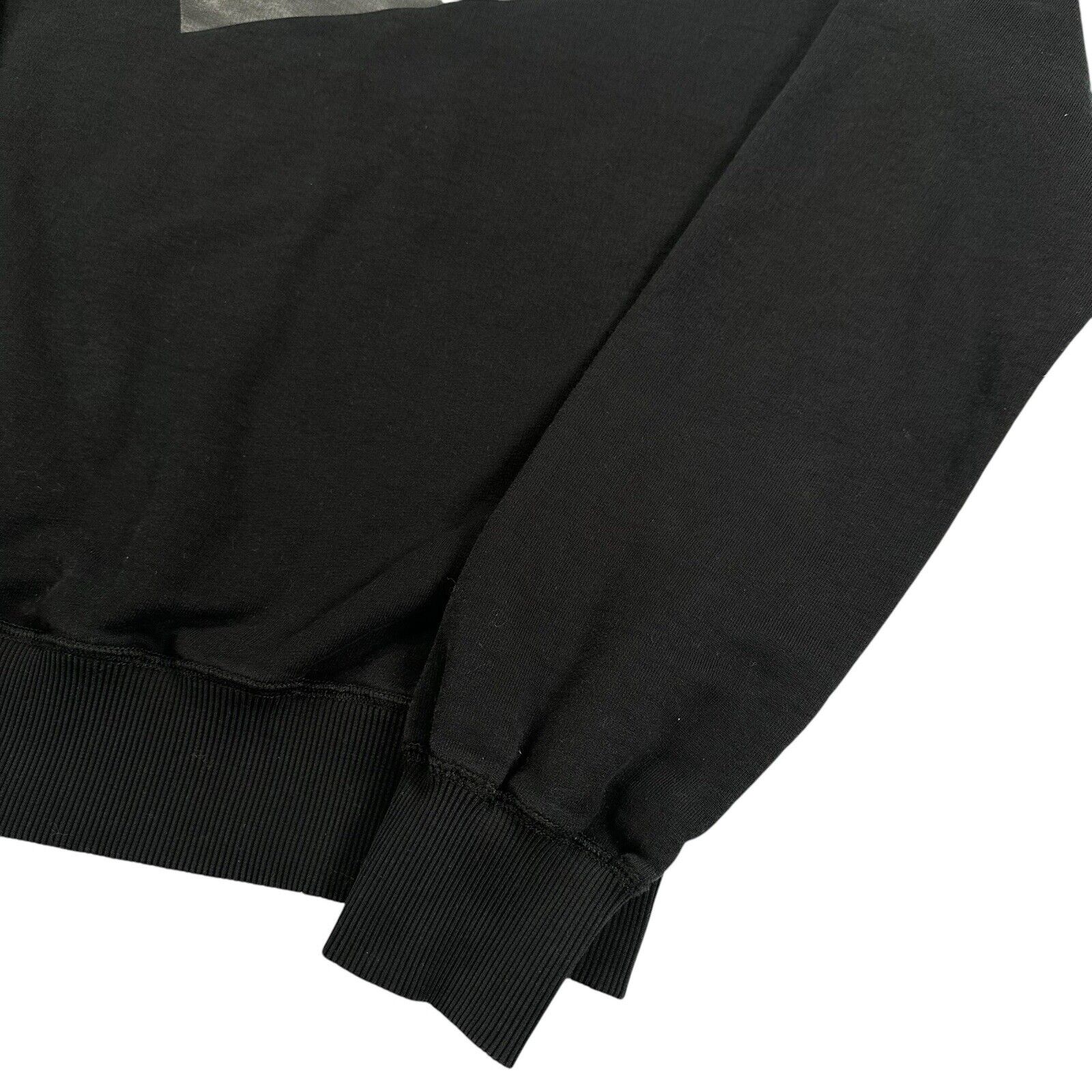 Dolce & Gabbana Size L Sweatshirt Black on Black Tape Chest Logo Pullover Crew