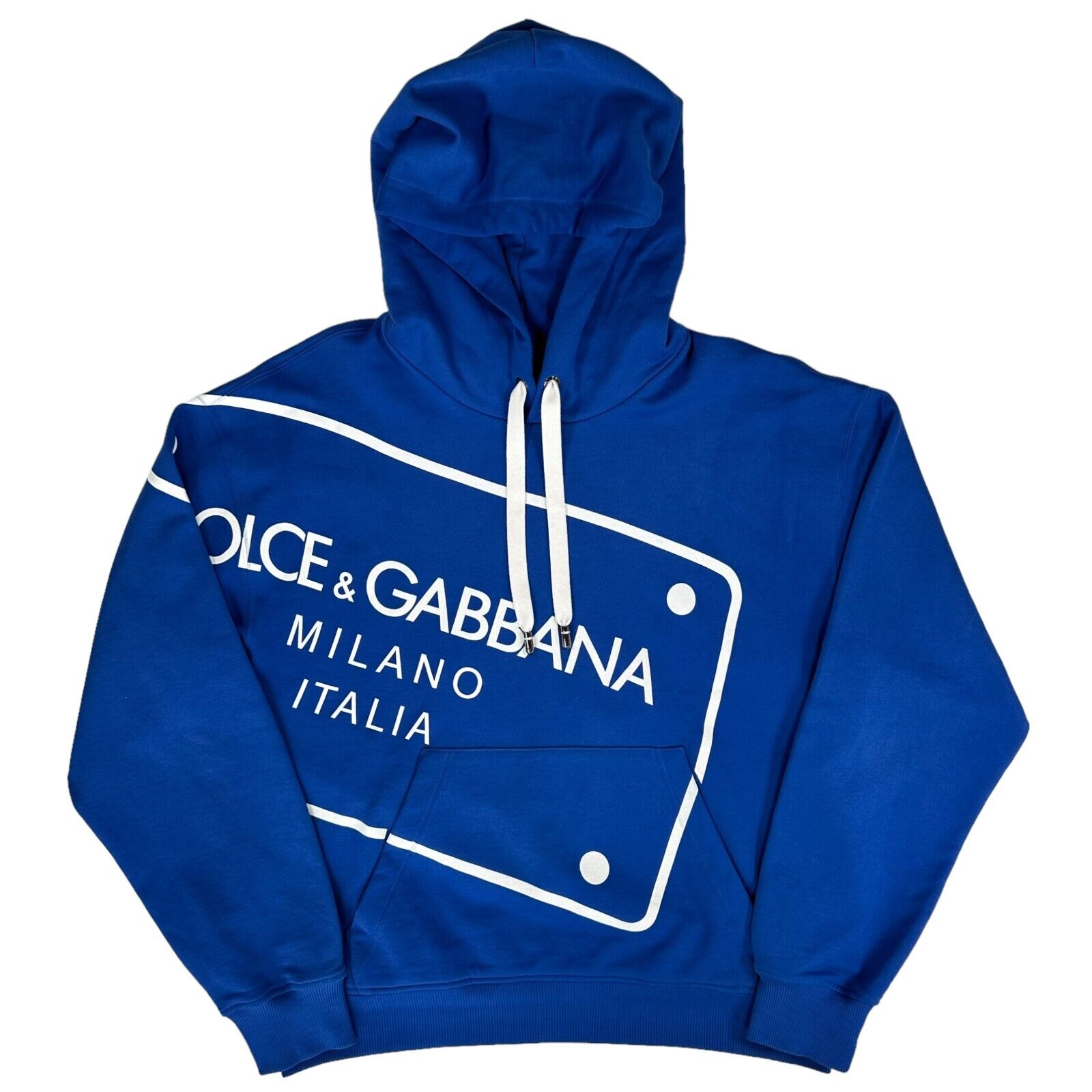 Dolce & Gabbana Size M Sweatshirt Royal Blue Plaque Style Graphic Print Logo