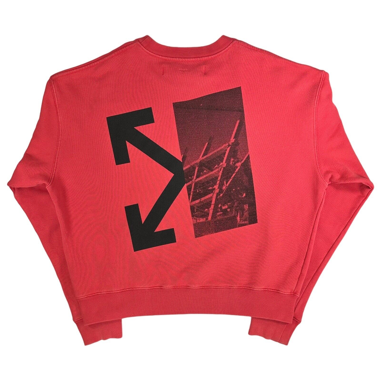 Off-White Size L Sweatshirt Red Arrows Logo Graphic Print Oversized Crewneck