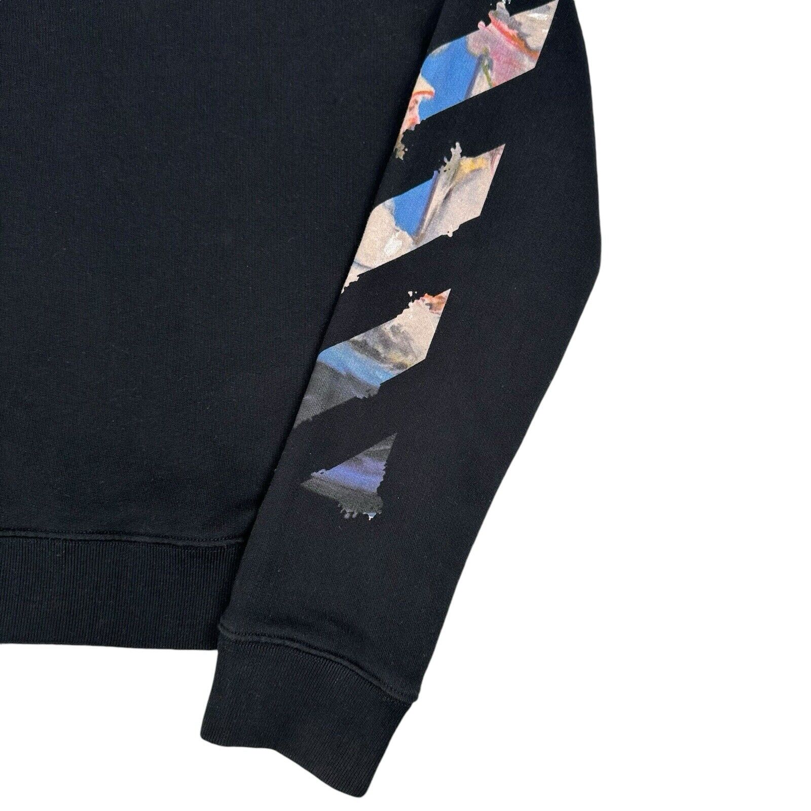 Off-White Size L Black Sweatshirt Venetian Painting Style Arrows Logo/Sleeve