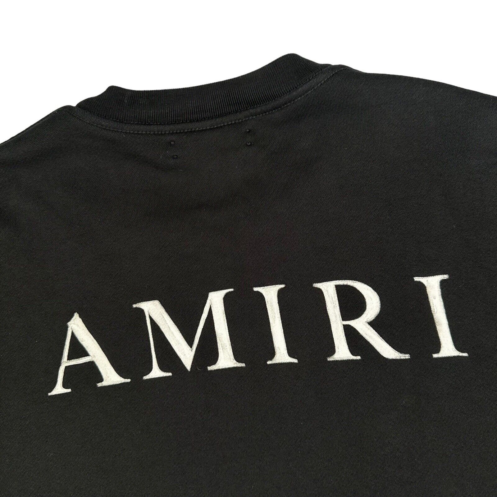 Amiri Size M Sweatshirt Black Bone Graphic Print Back Logo Oversized Crewneck