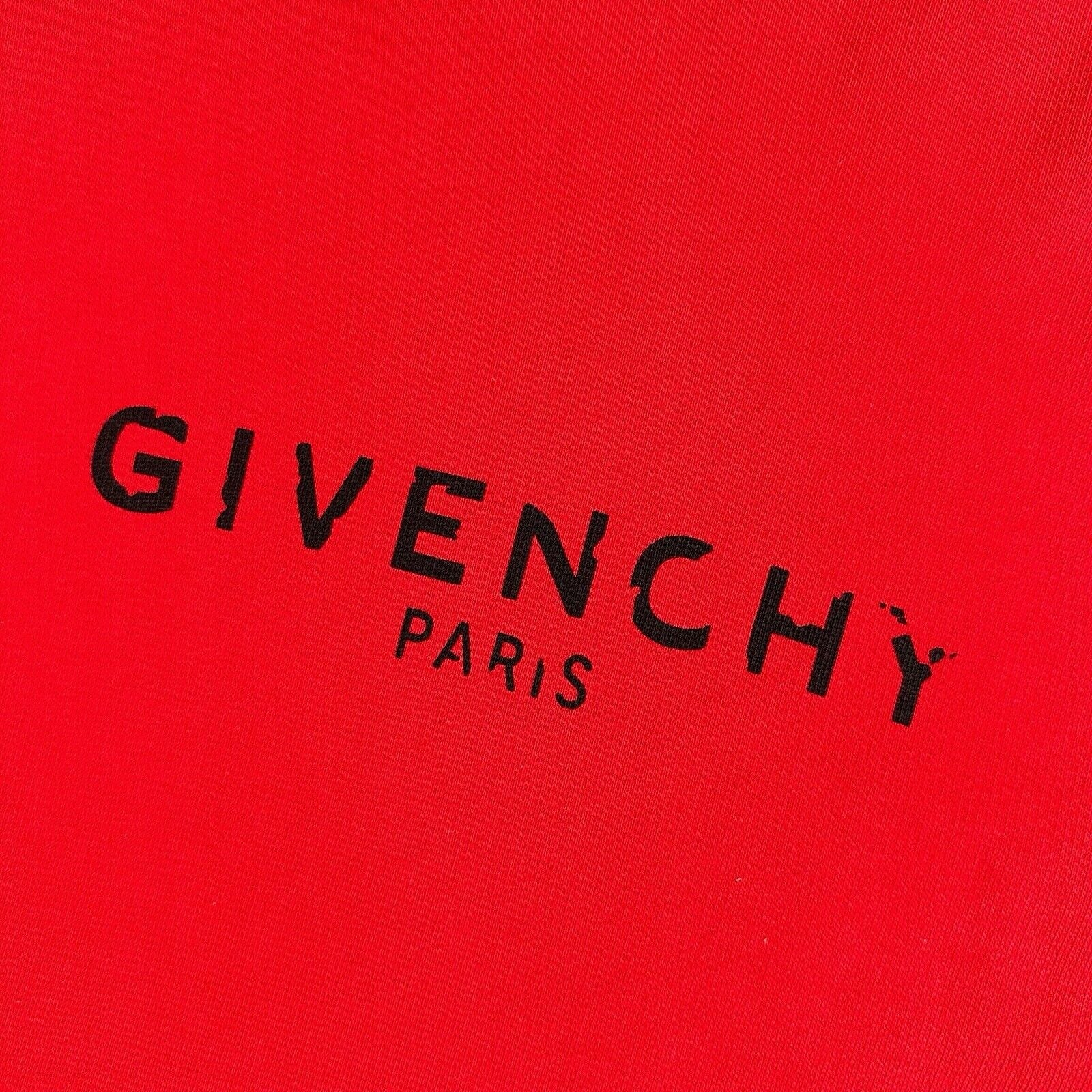 Givenchy Size S Red Oversized Cracked Chest Logo Hoodie No Drawstrings