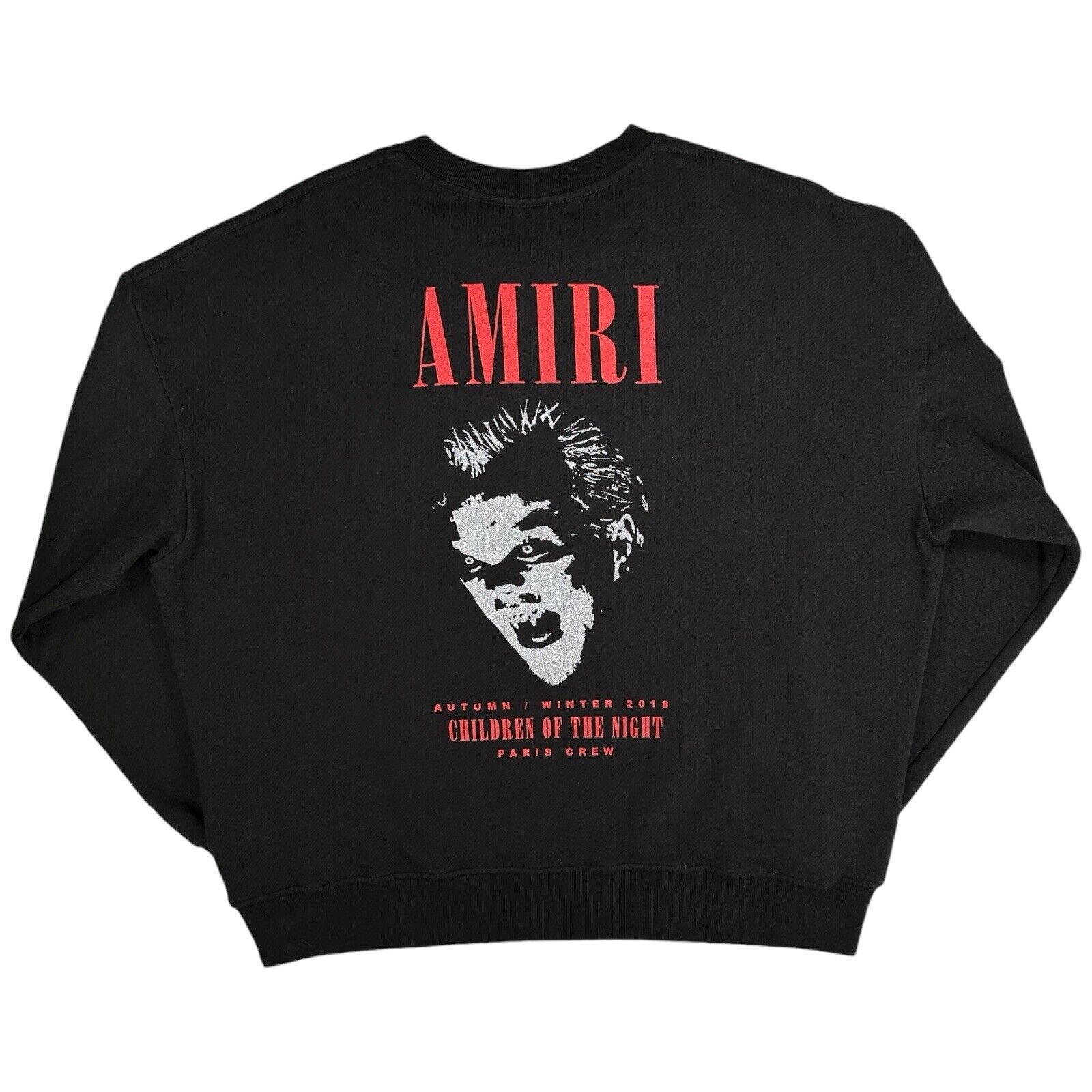 Amiri Size M Sweatshirt Black A/W18 Children of the Night Vampire Graphic Crew