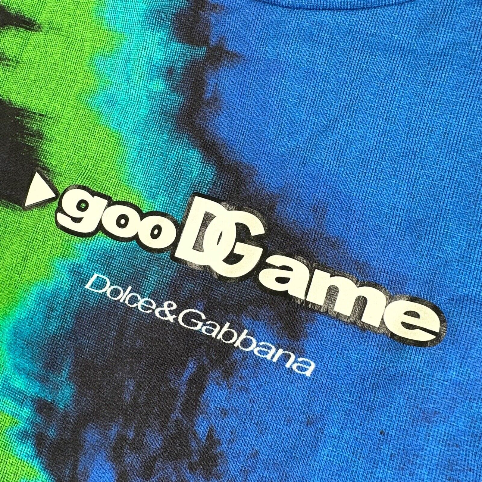 Dolce & Gabbana Size M Sweatshirt Blue Green Gaming Logo Glitch Graphic Crewneck