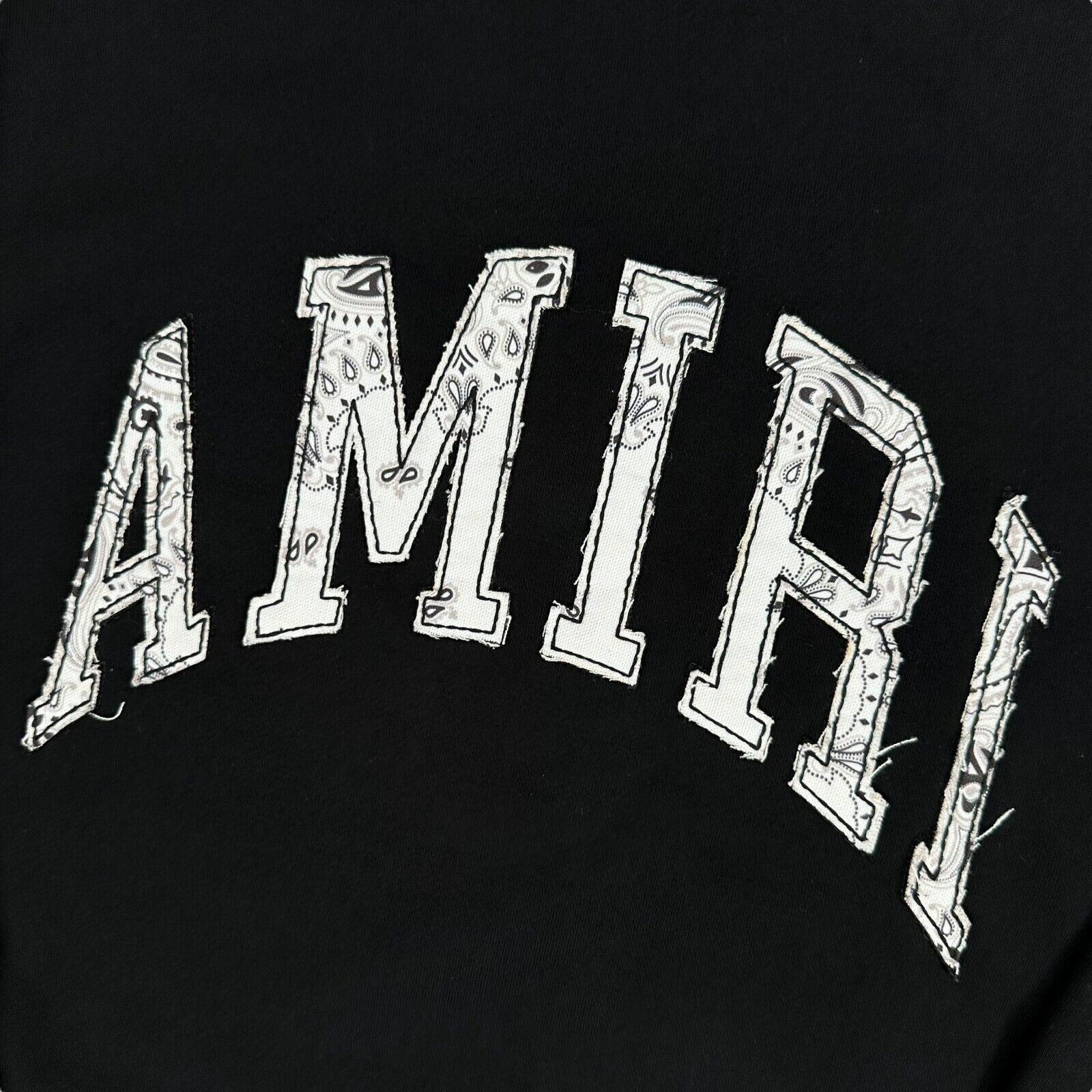 Amiri Size S Sweatshirt Black Bandana Embroidered Pattern Logo Crewneck Pullover