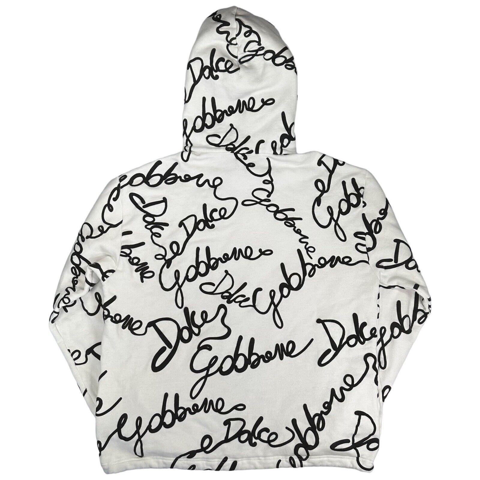 Dolce & Gabbana Size M Sweatshirt Oversized White Squiggle Logo Oversized Hoodie