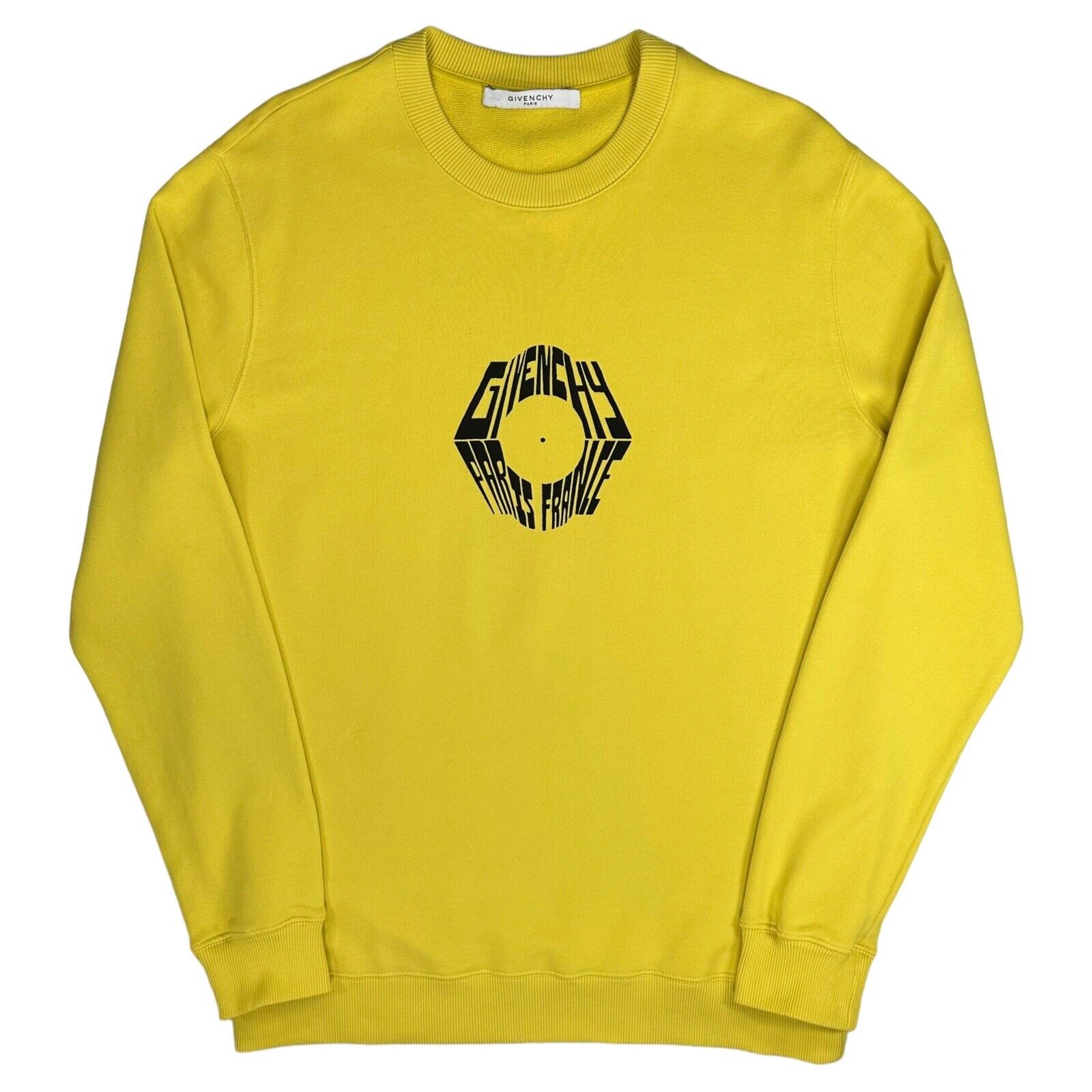 Givenchy Size S Sweatshirt Oversized Yellow Circle Curved Logo Eagle Snake Sword