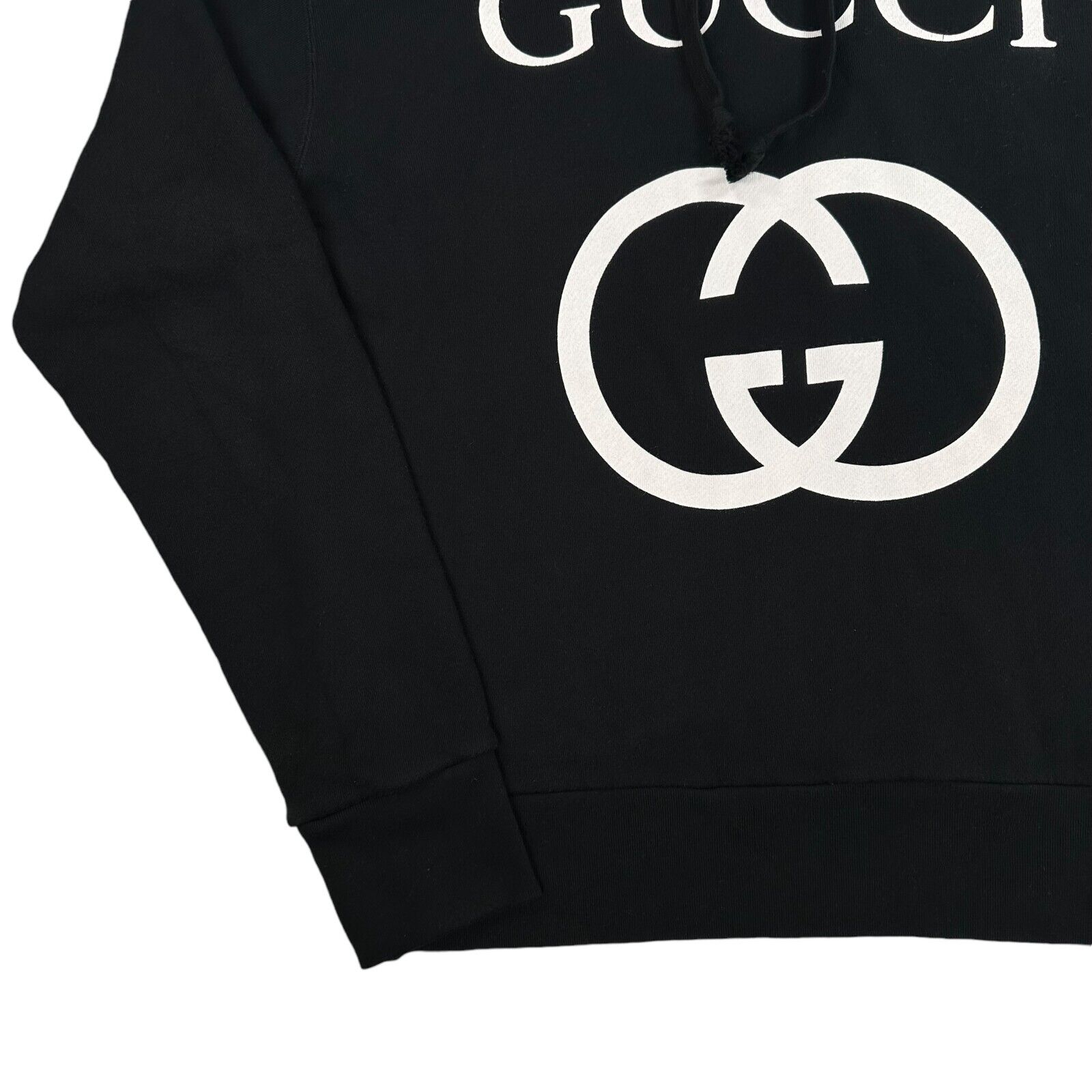 Gucci Size M Sweatshirt Oversized Black Interlocking GG Big Logo Graphic Print