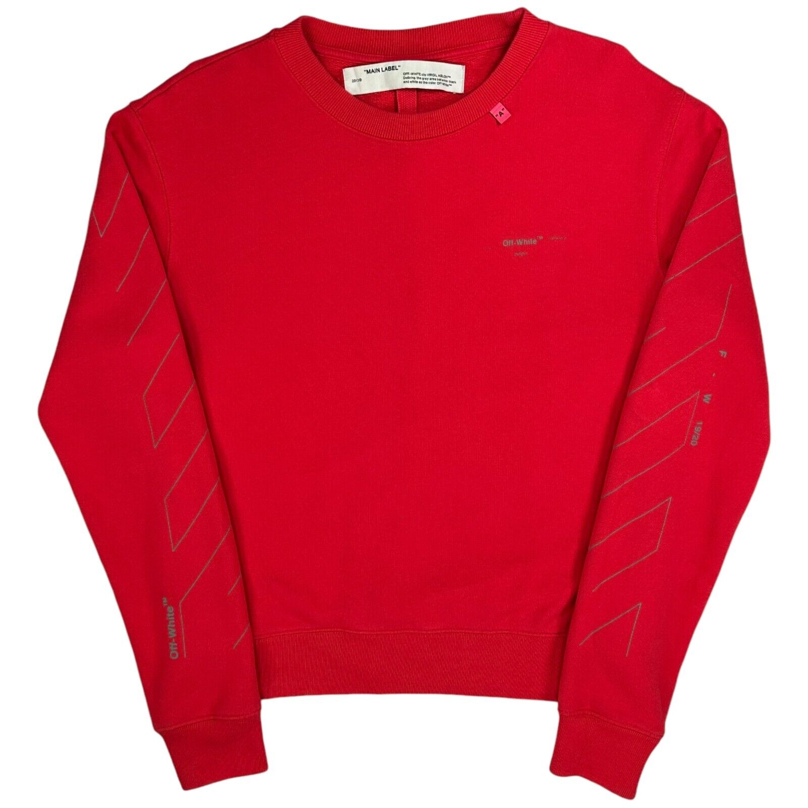 Off-White Size XS Red Sweatshirt Stencil Sleeve Arrows Logo Subtle Graphic Print