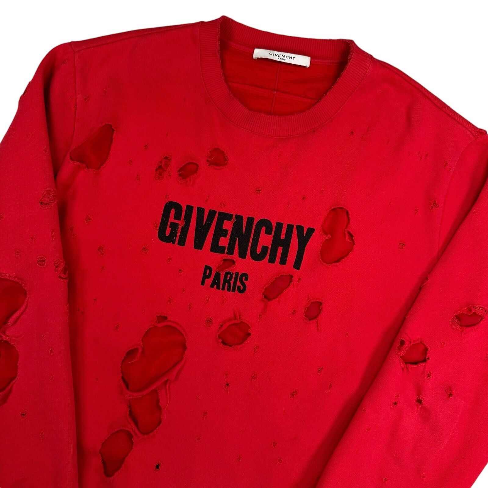 Givenchy Size XXL Oversized Red Sweatshirt Destroyed Distressed Relaxed Fit