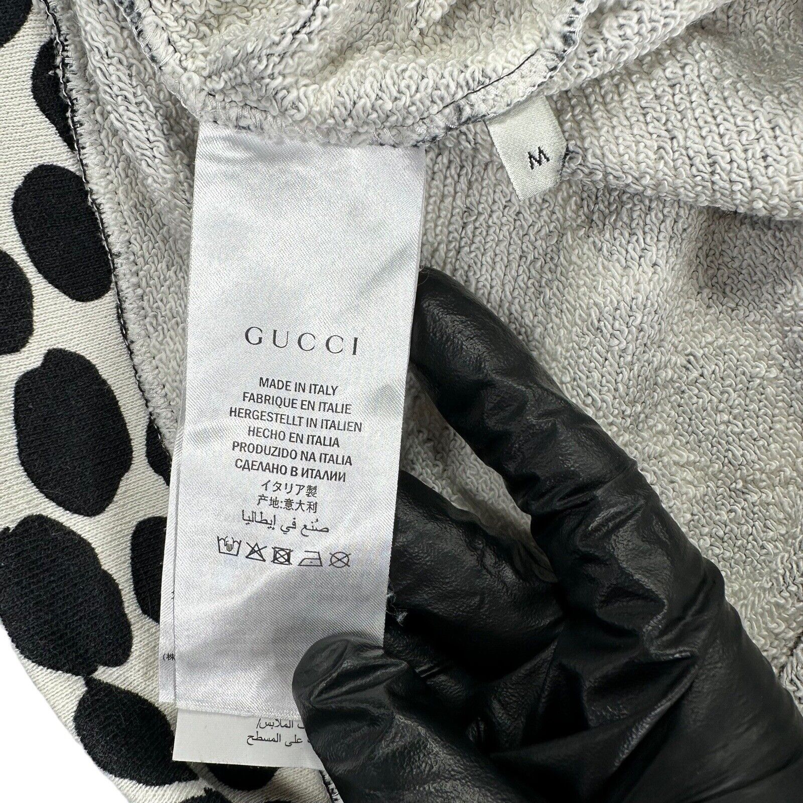 Gucci Size M Sweatshirt Oversized White/Black Polka dot Strawberry Sequin Logo