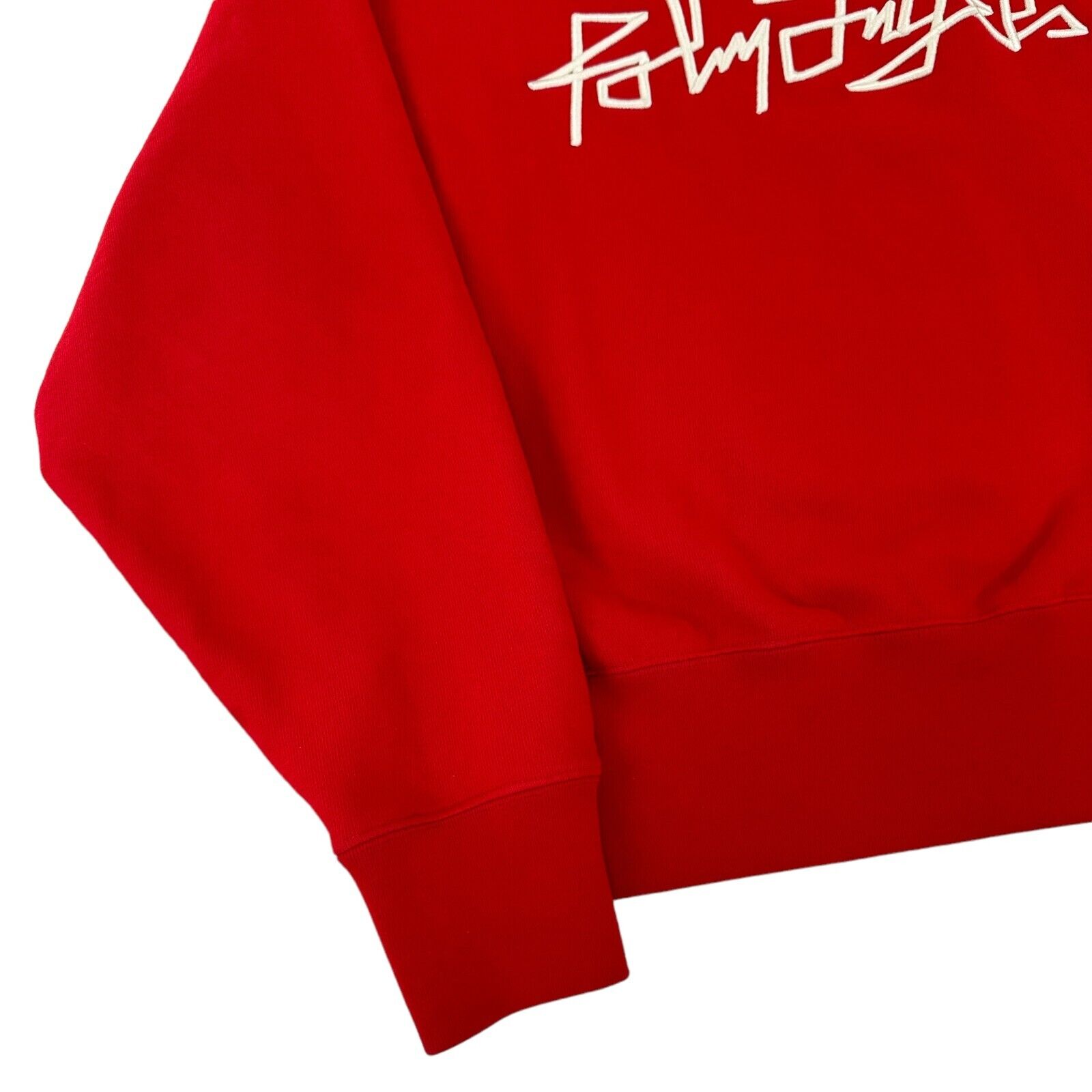 Palm Angels Size S Sweatshirt Red Embroidered Caligraphy Chest Logo Heavyweight