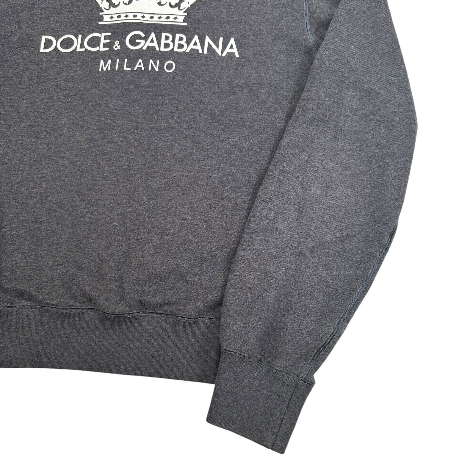 Dolce & Gabbana Size S Sweatshirt Dark Grey Milano Logo Crown Graphic Hoodie