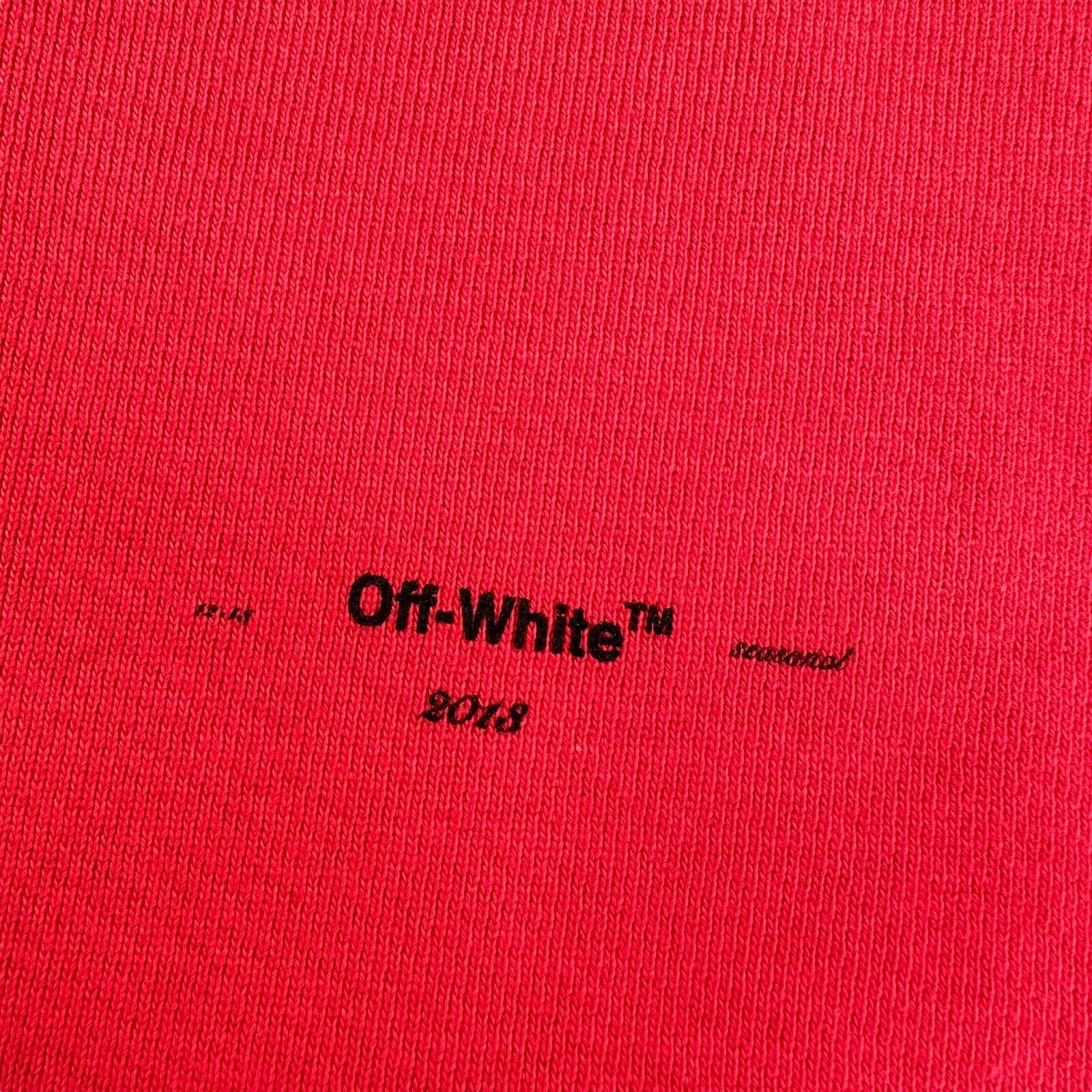 Off-White Size S Sweatshirt Red Subtle Graphic Print Small Logo Crewneck