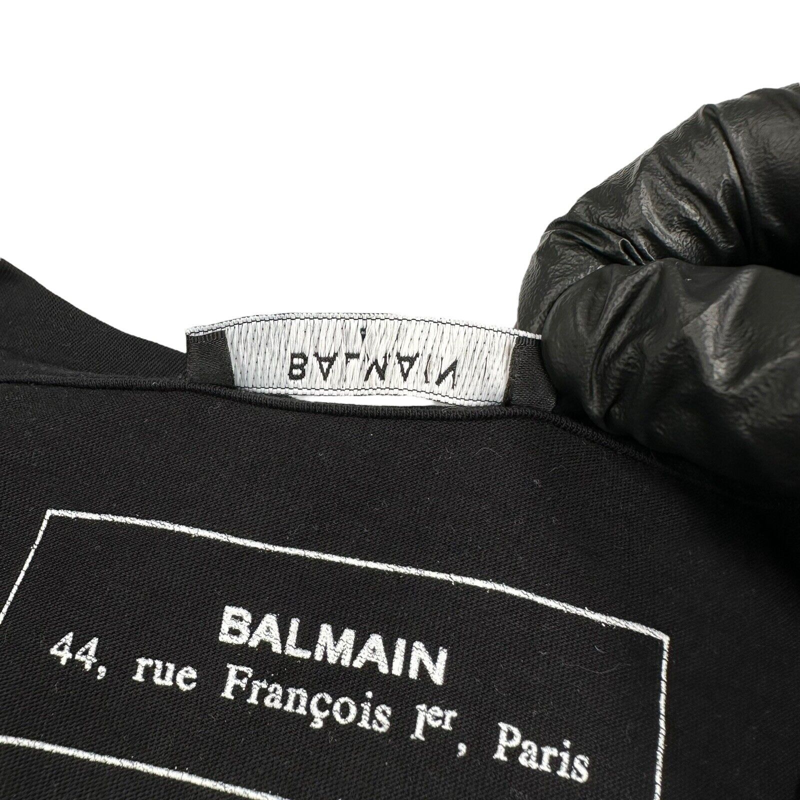 Balmain Size S T-Shirt Black Big B Graphic Print Velvet Logo Tee Cotton