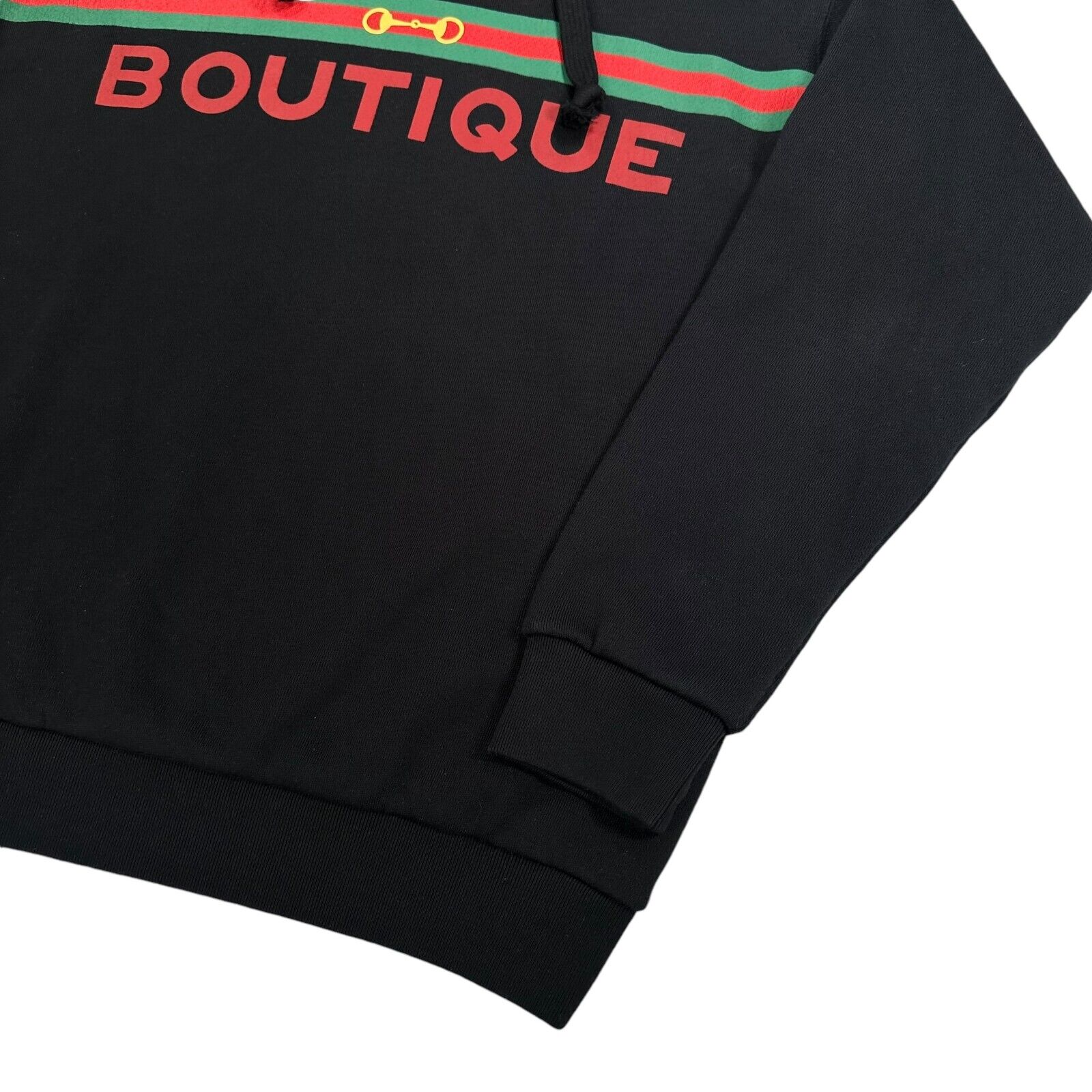 Gucci Size S Sweatshirt Black Boutique Logo Belt Buckle Graphic Print Oversized