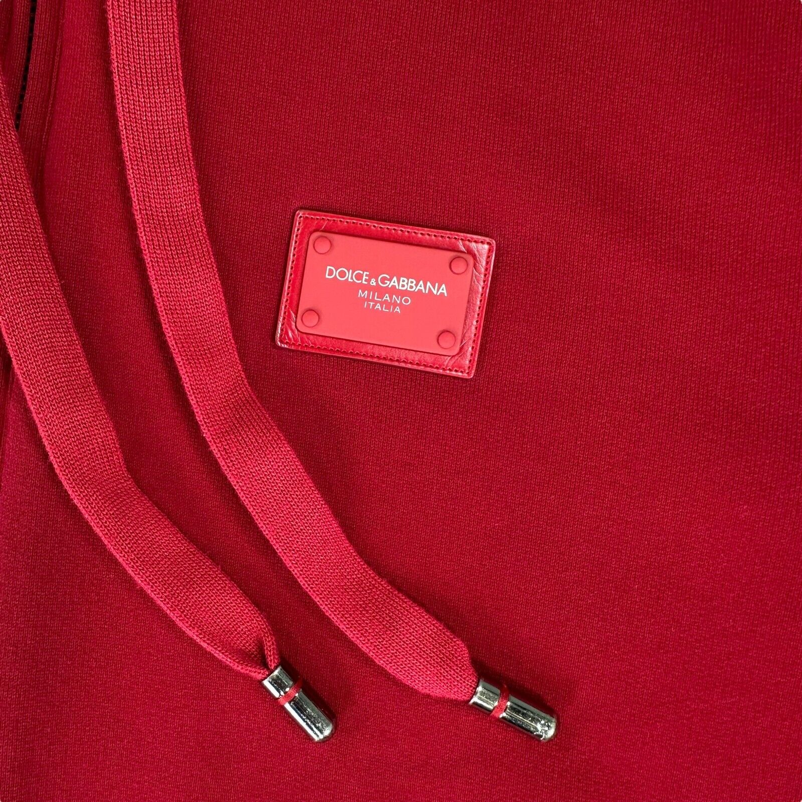 Dolce & Gabbana Size M Red Zip Up Plaque Logo Track Jacket Hooded DG Logo Pull