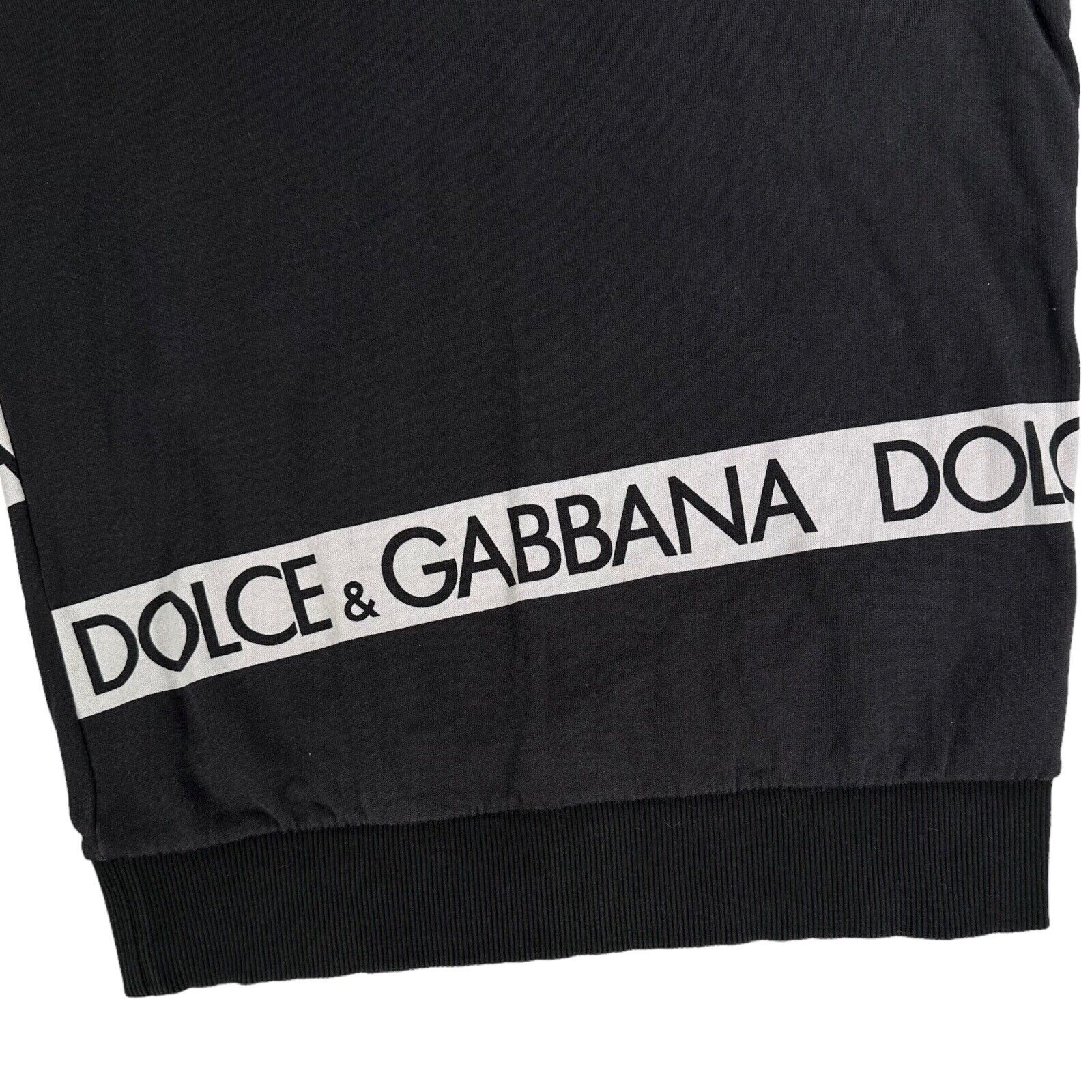 Dolce & Gabbana Size S Sweatshirt Black Tape Wrap Around Logo Crewneck Pull