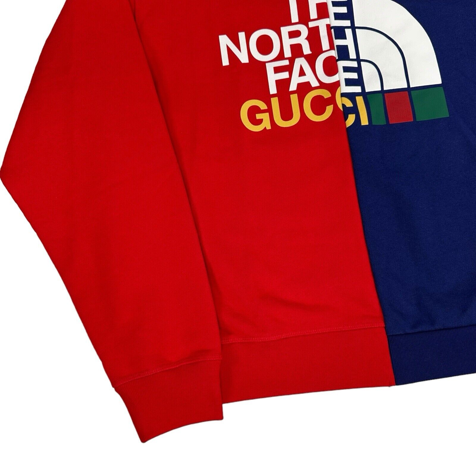 Gucci x The North Face Size M Red/Blue Split Logo/Colours Sweatshirt Crew