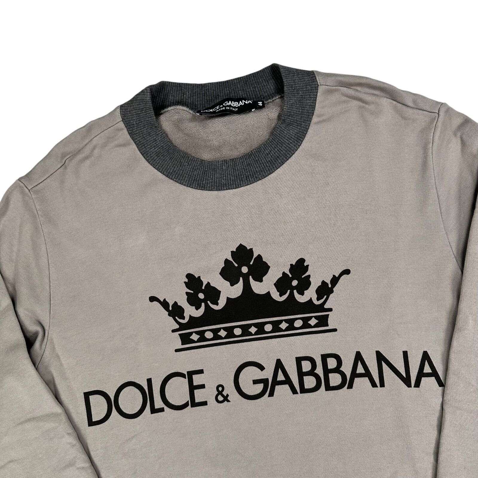 Dolce & Gabbana Size S Sweatshirt Grey Full Graphic Print Crown Chest Logo Crew