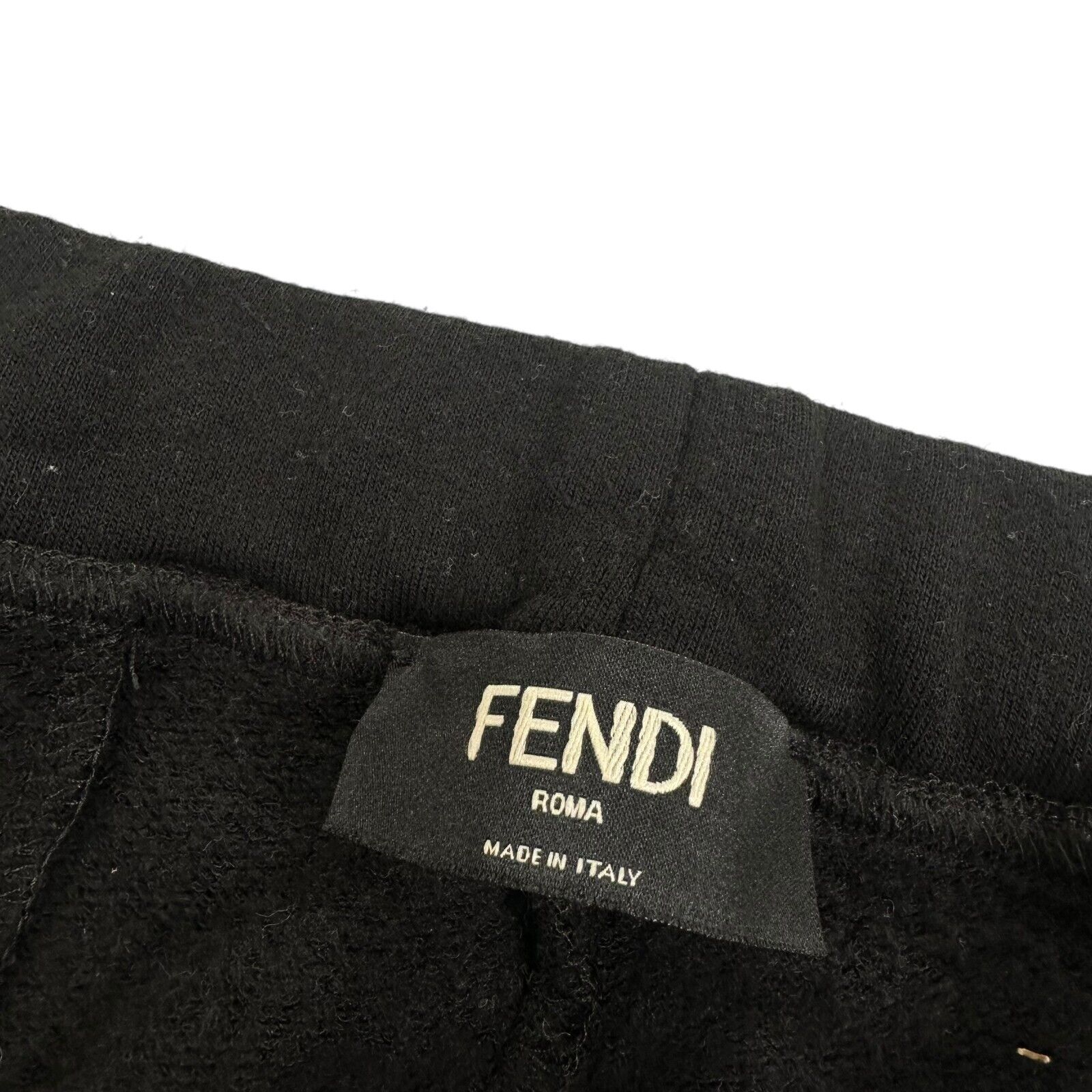 Fendi Size M Joggers Black FF Monogram Taped Leg Brown Logo Black Joggers