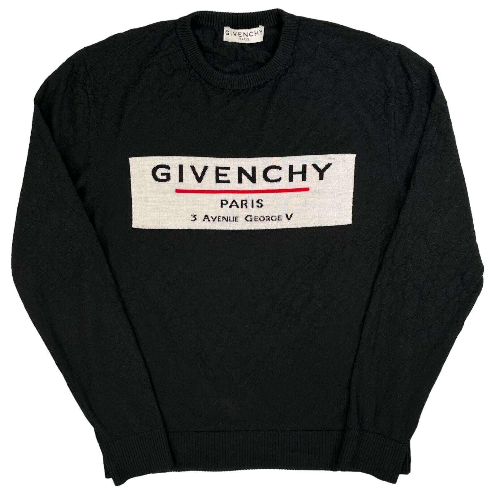 Givenchy Size S Black Jumper Wool Label Embroidery Logo Knitted Pullover